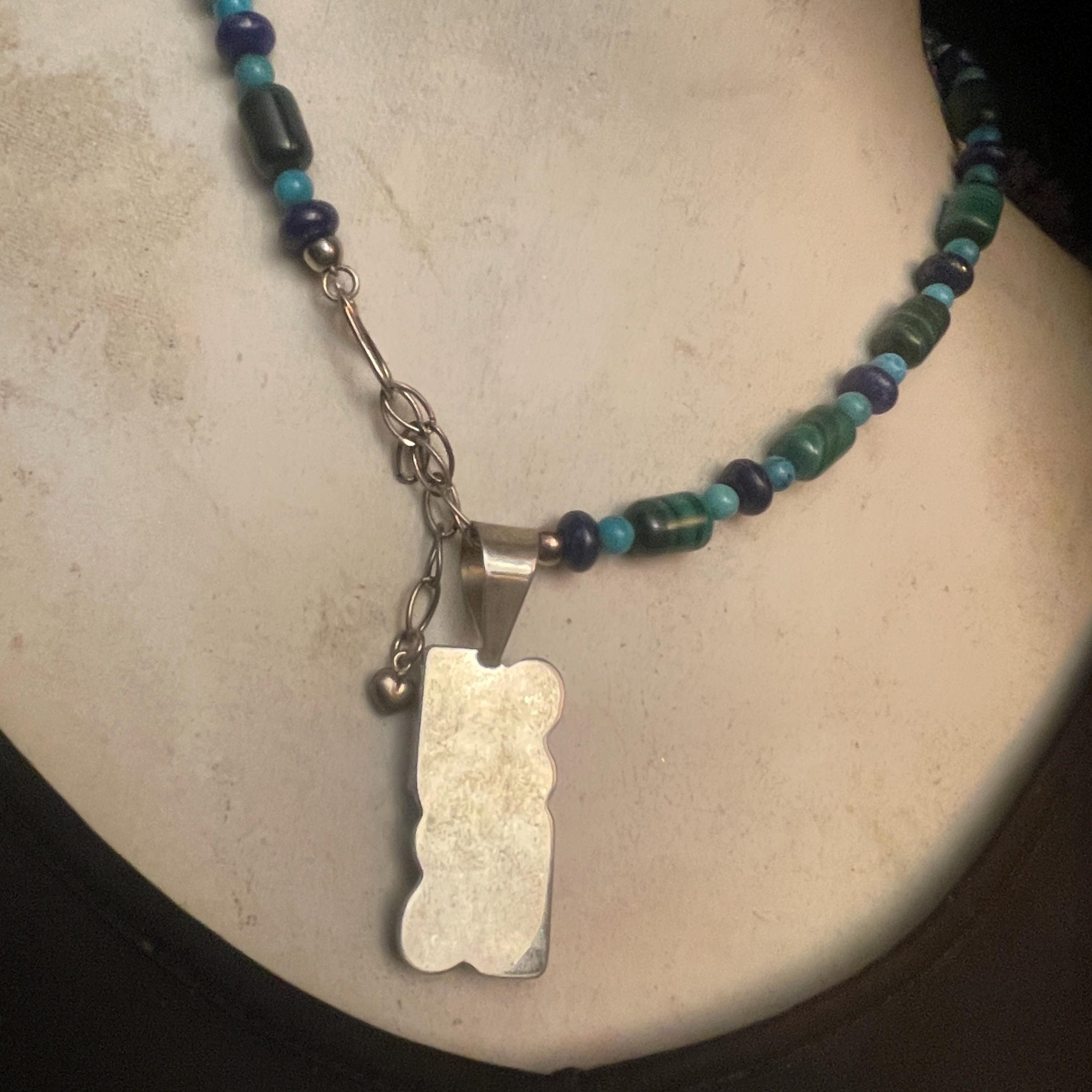 Gemstone Sterling Silver Necklace: Lapis Lazuli, malachite, Turquoise, Sterling Silver necklace - Image 10