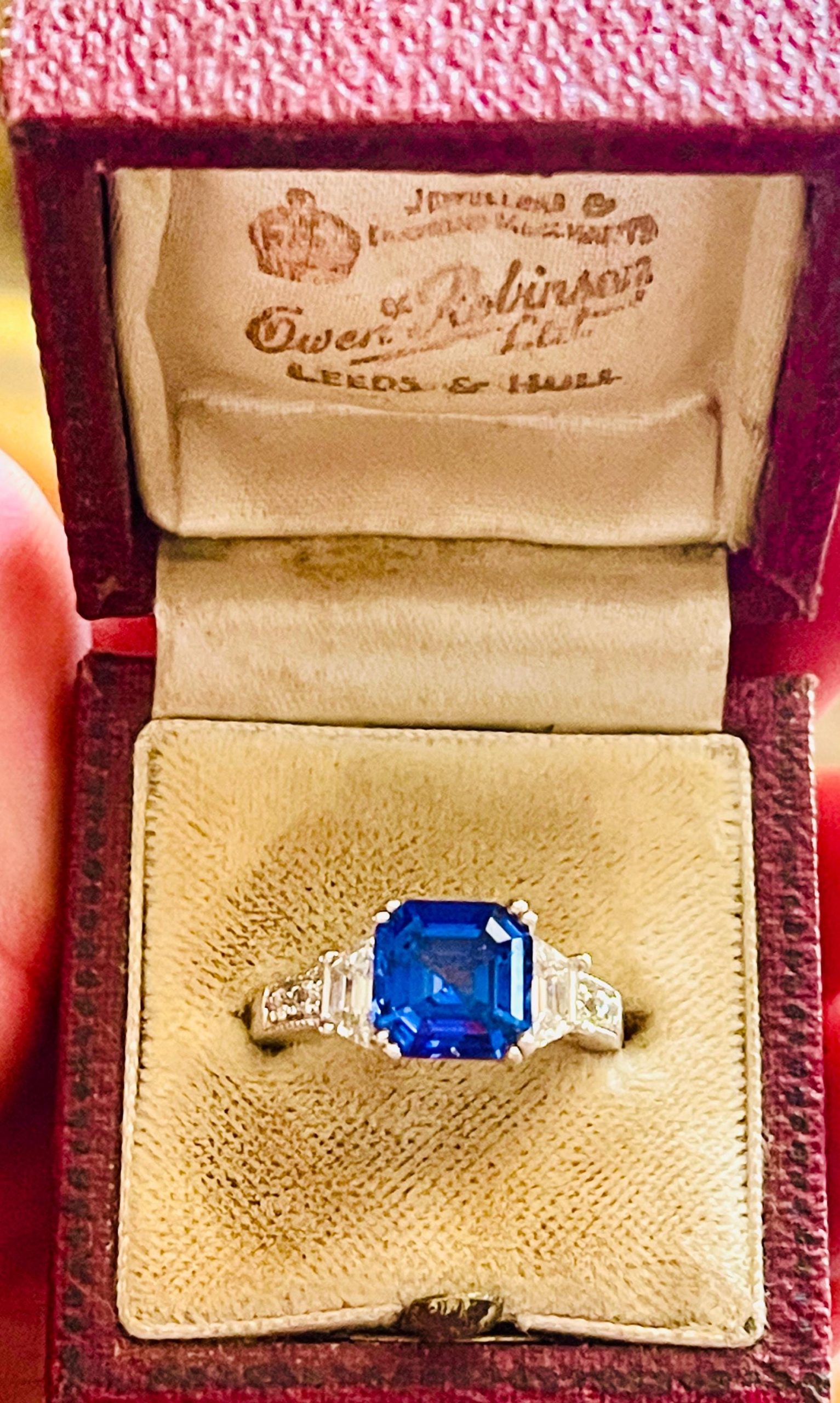 Vintage blue sapphire radiant cut Ring- Sterling silver size 5 ring for her - Image 7