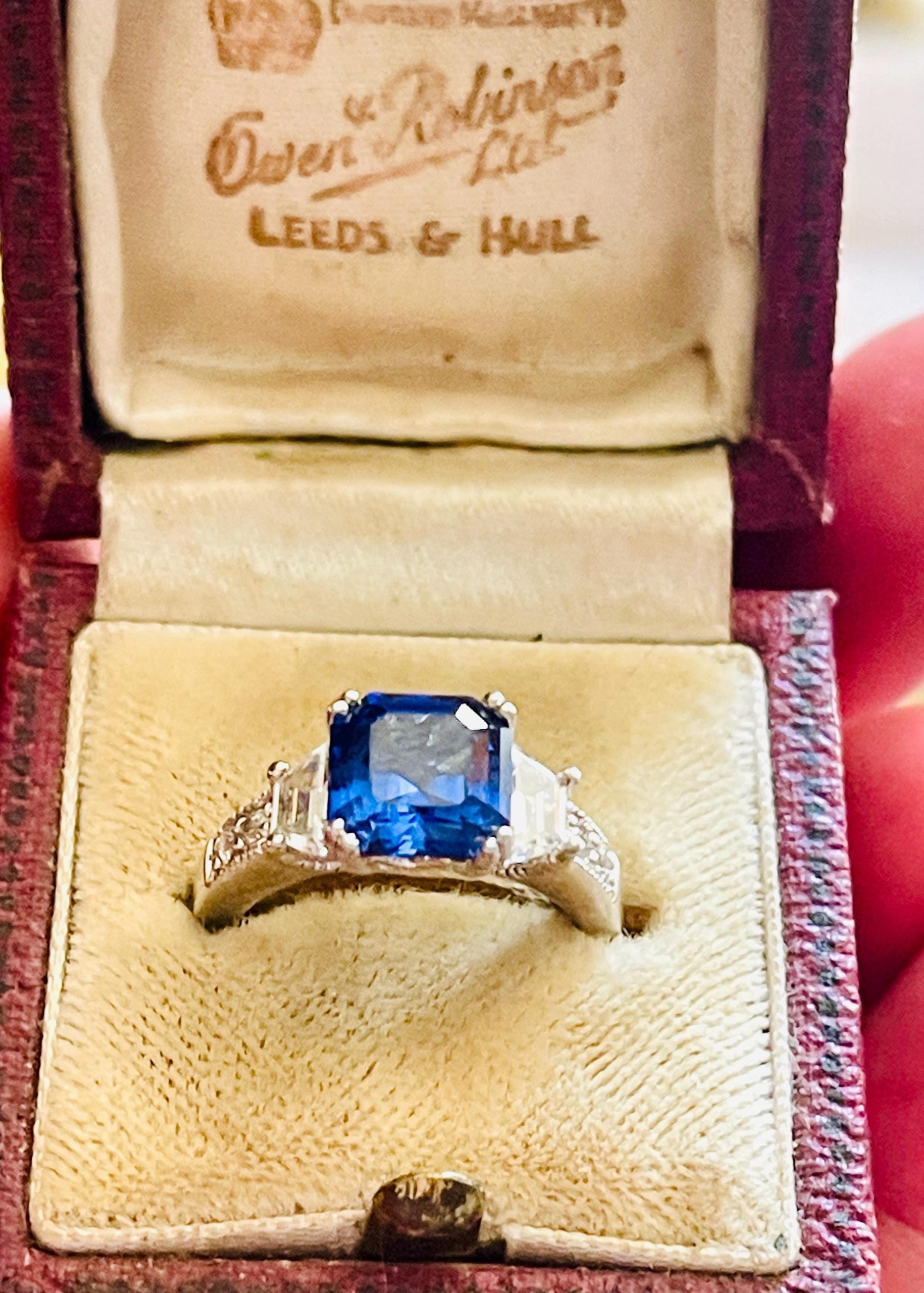 Vintage blue sapphire radiant cut Ring- Sterling silver size 5 ring for her - Image 10