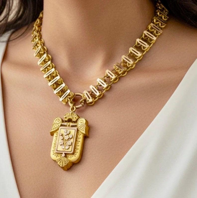 Victorian 14k Gold Locket Necklace – Antique Photo Orb Slide Pendant