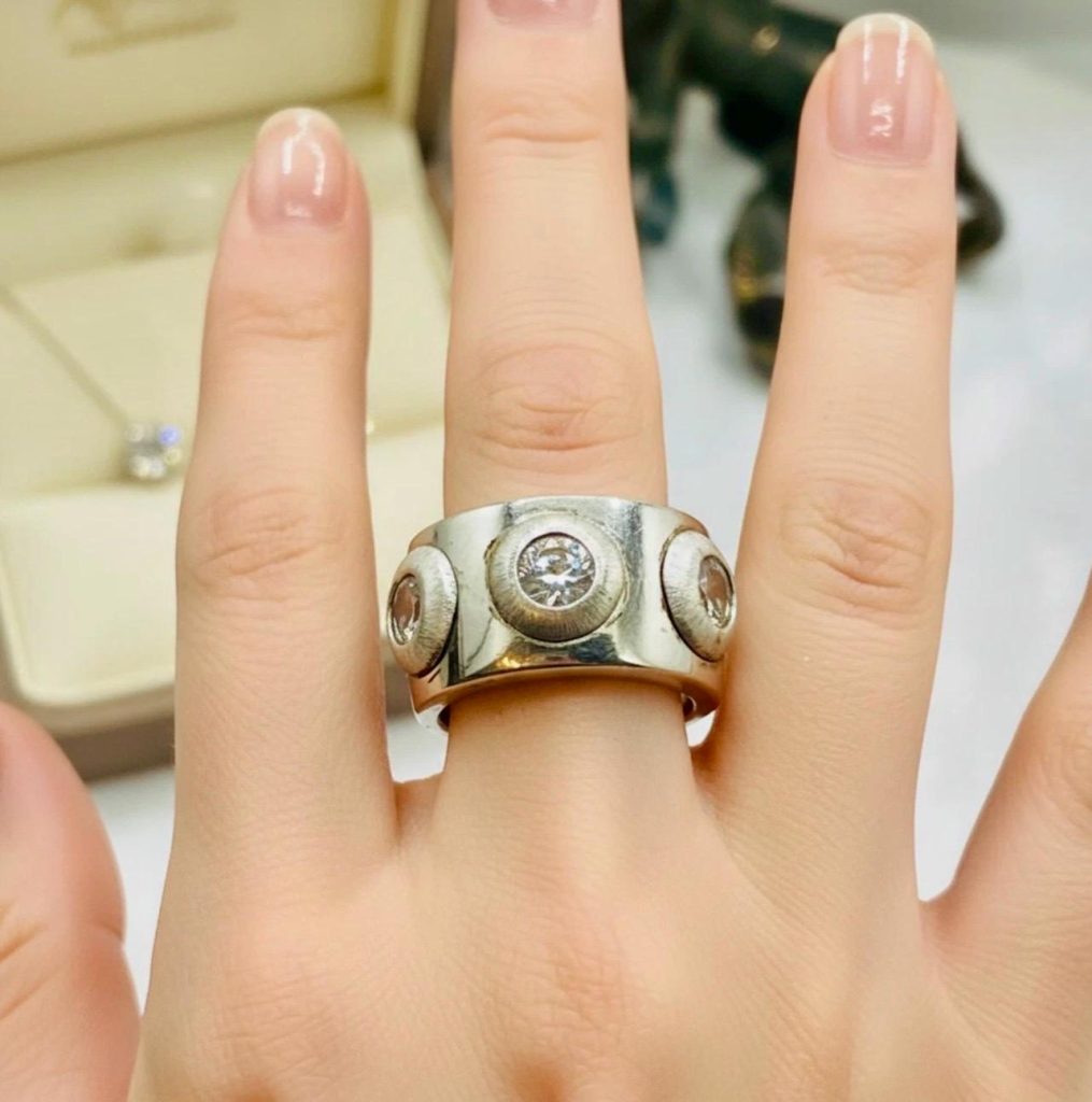 Sterling Silver Unique Thick Band, Size 7.5 Ring