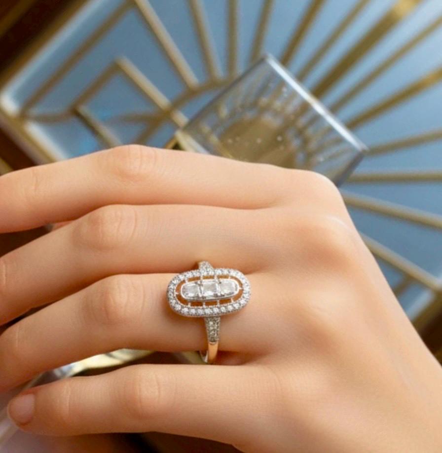 Antique Art Deco Style Ring: Edwardian 14kt yellow gold ring - Image 5