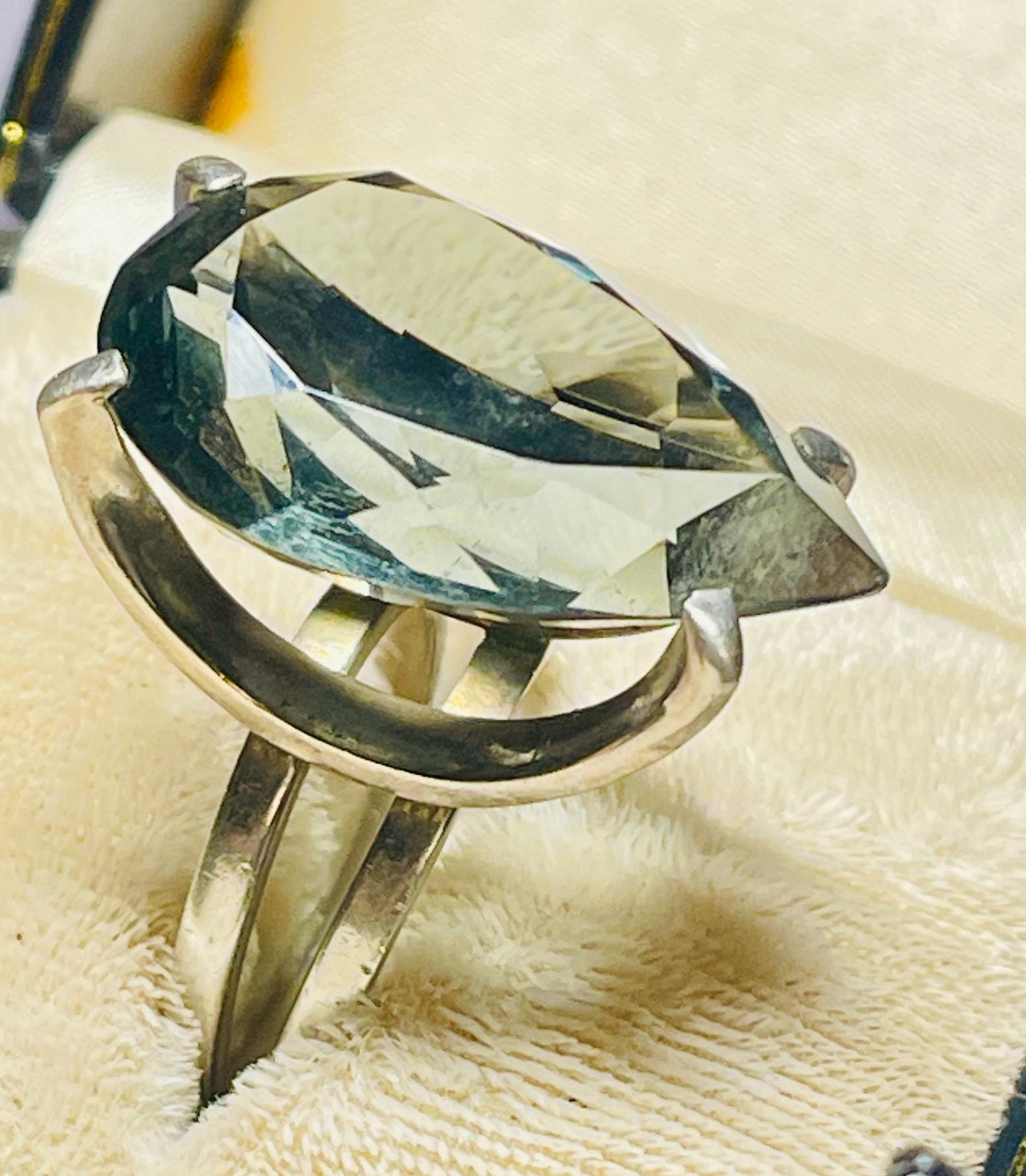 Smoky blue topaz ring: statement Sterling Silver ring, Size 9 - Image 2