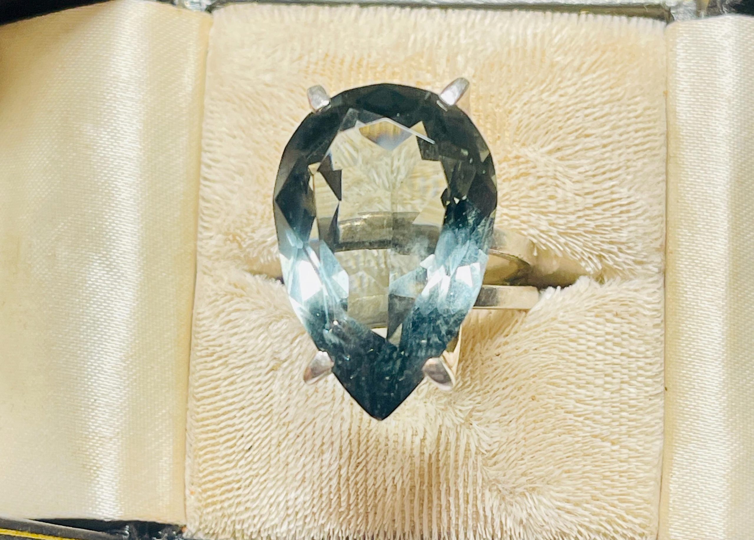 Smoky blue topaz ring: statement Sterling Silver ring, Size 9 - Image 5