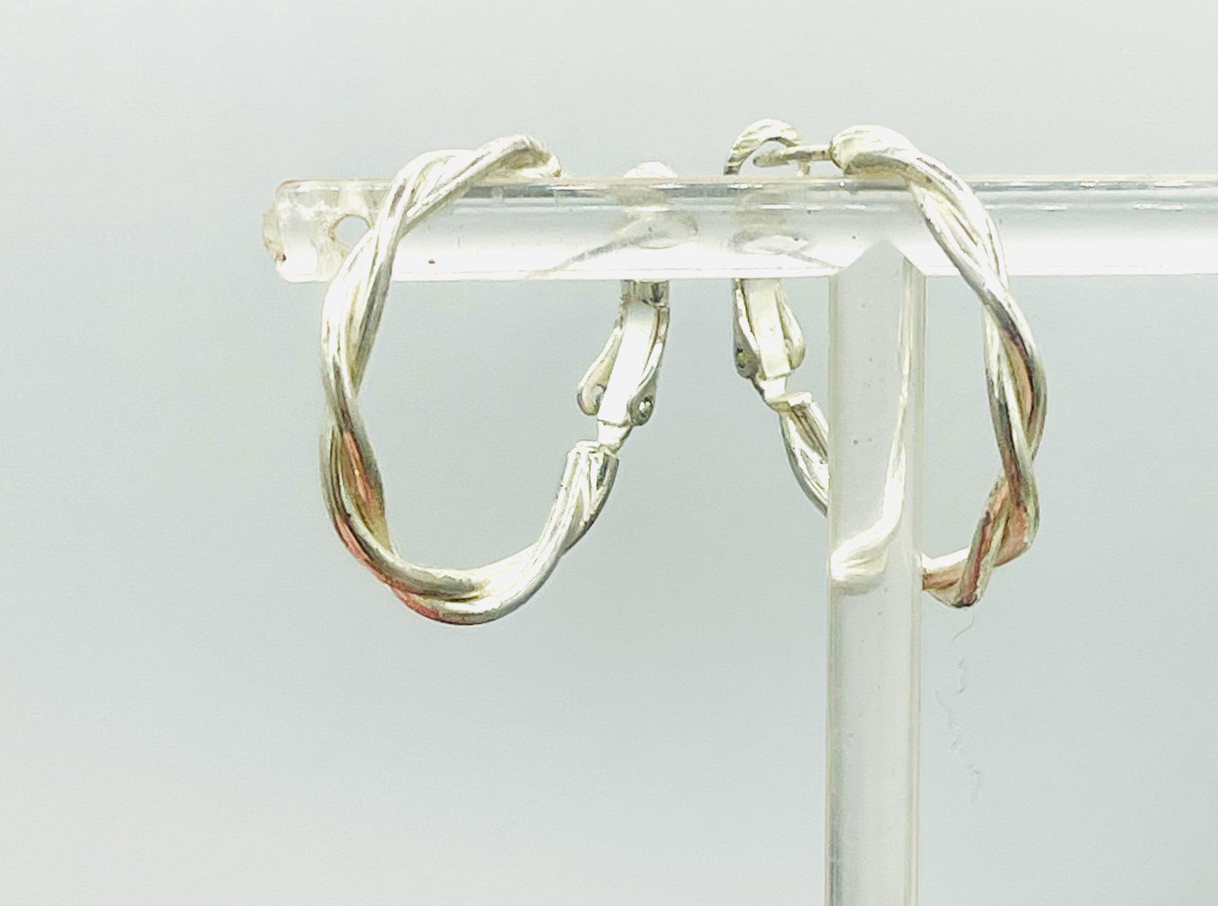 Twisted Sterling Silver Hoop Earrings: .925 Italy Silver, 2.5cm - Image 4