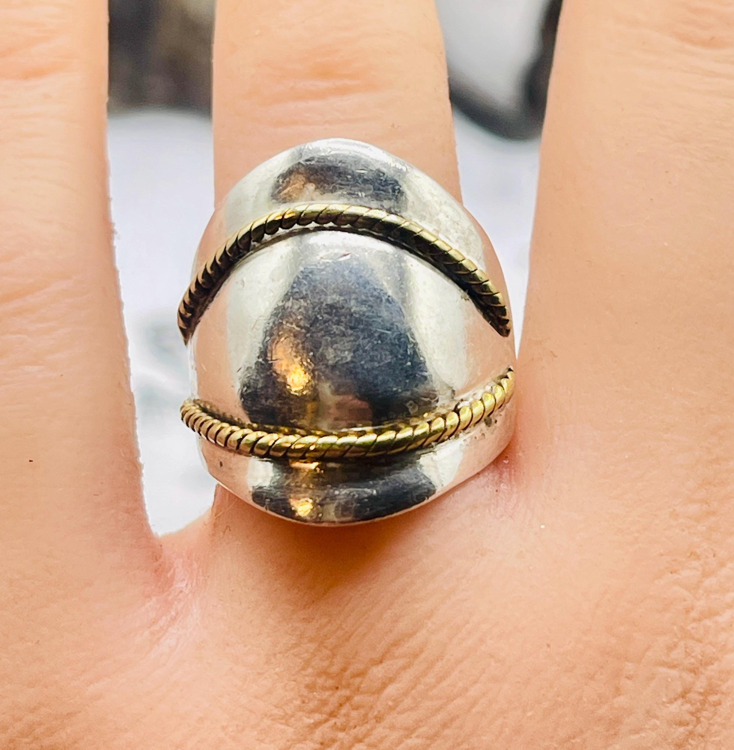 Sterling Silver and 18k yellow gold Dome Ring, Size 7 for her - Image 7