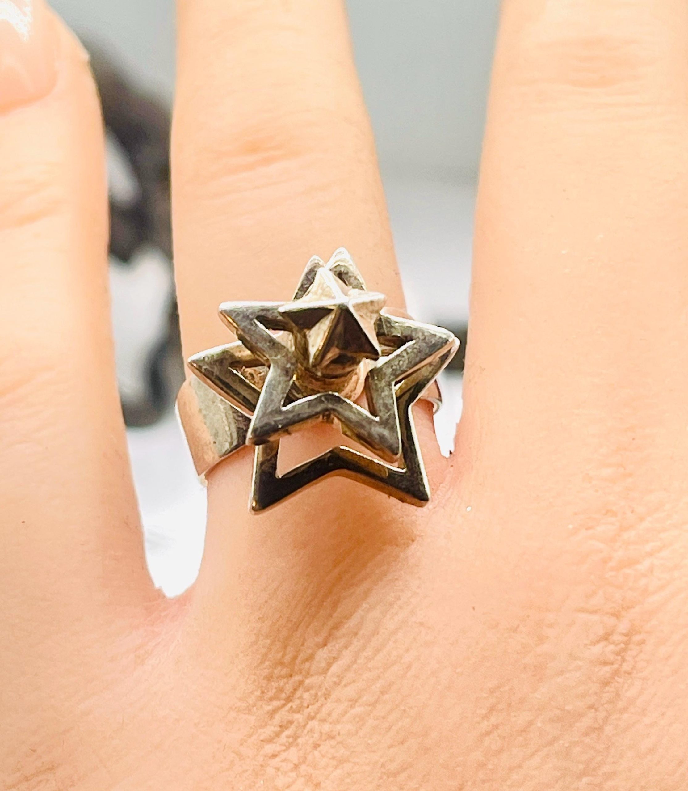 Unique spinning star Ring: Sterling Silver Band, Size 6 - Image 6