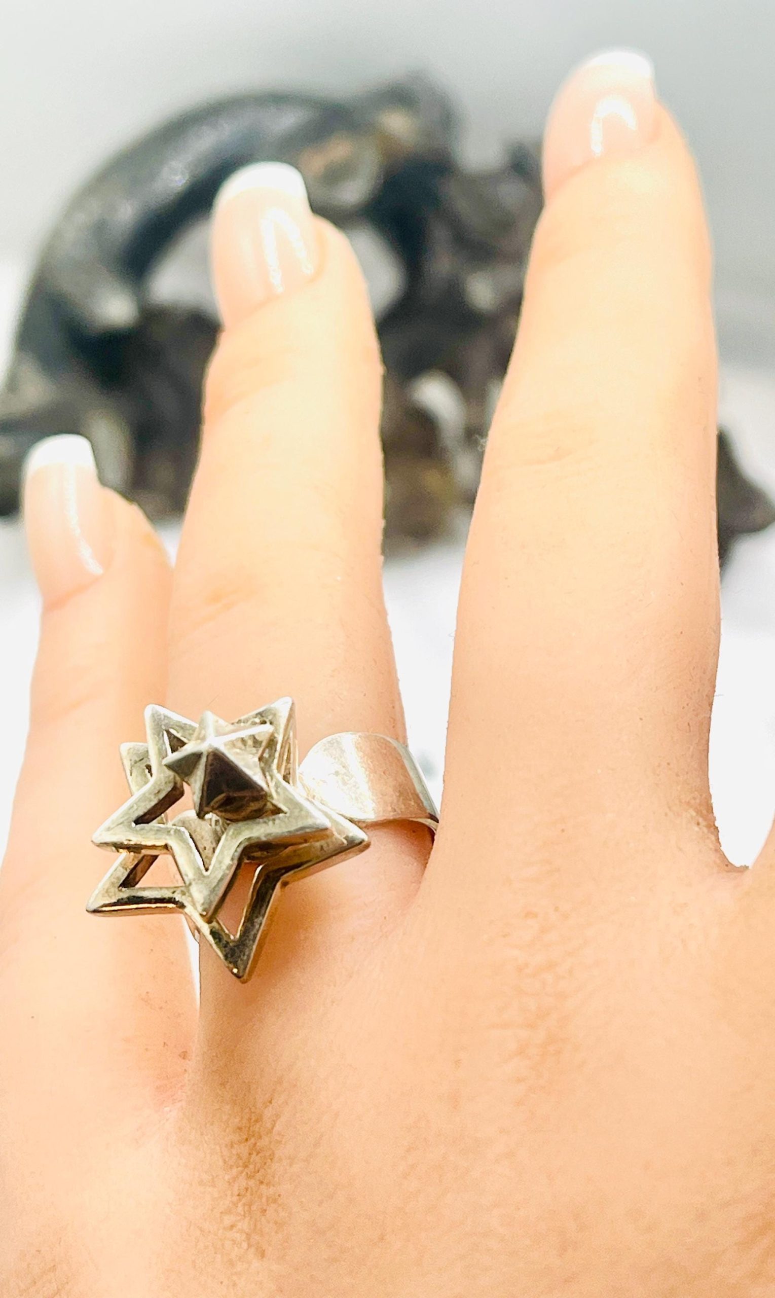 Unique spinning star Ring: Sterling Silver Band, Size 6 - Image 10