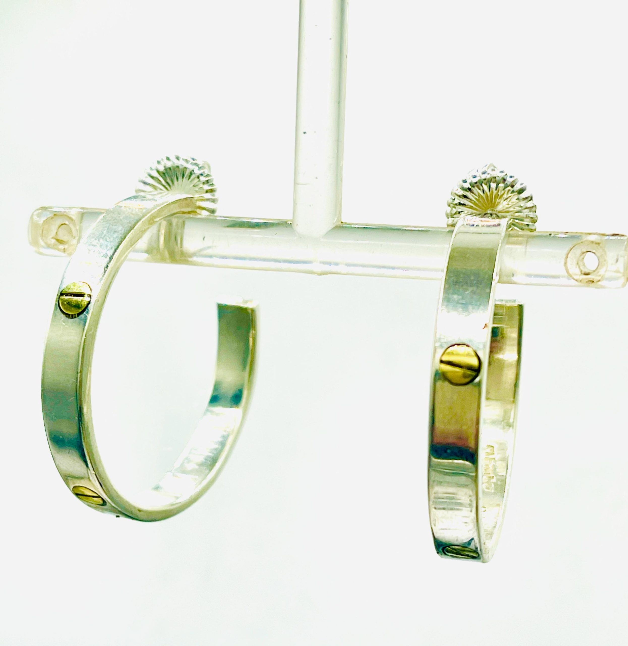 Solid Sterling Silver 18k gold Hoop Earrings: .925 Italy Silver, 3cm - Image 6