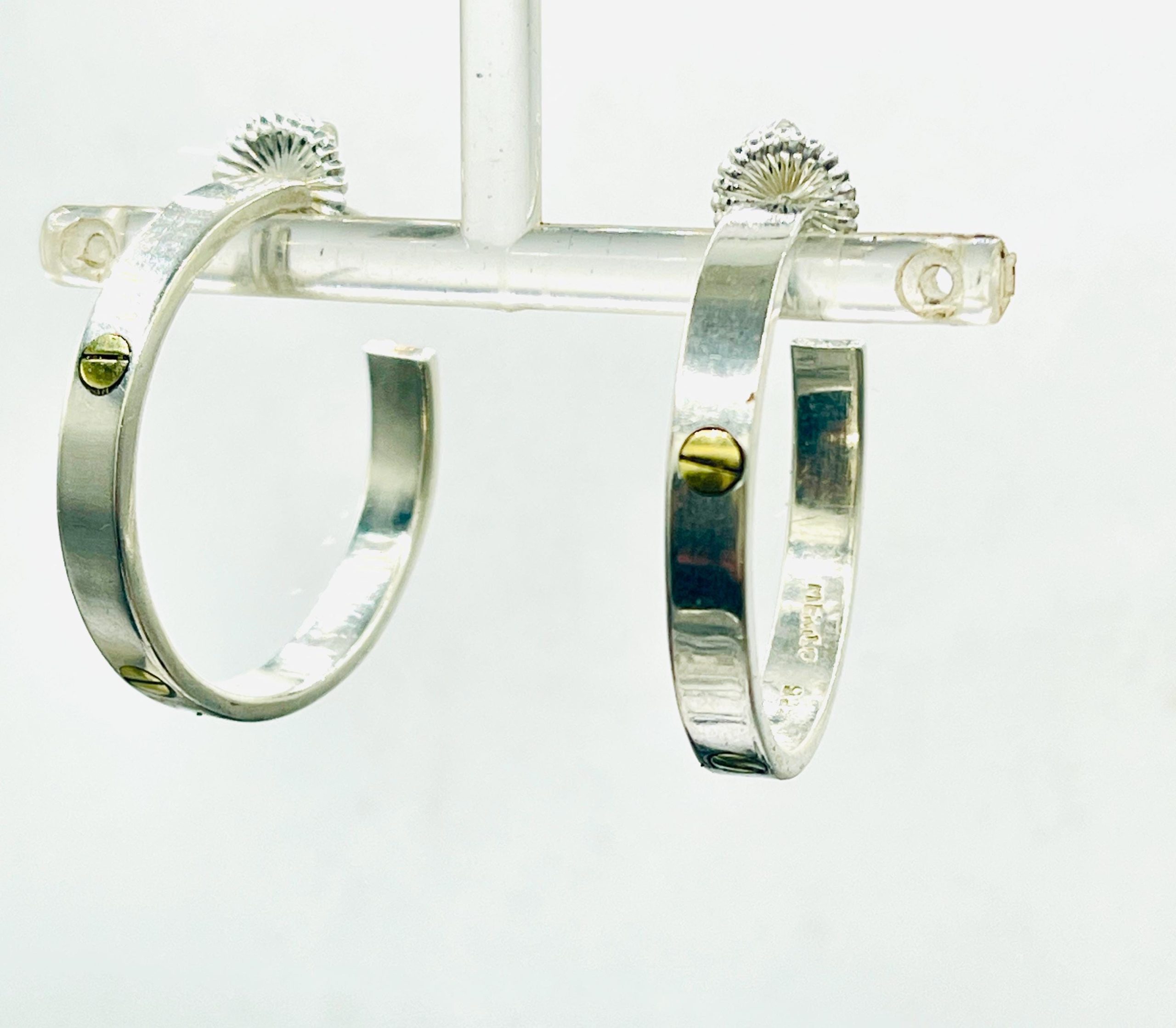 Solid Sterling Silver 18k gold Hoop Earrings: .925 Italy Silver, 3cm - Image 8
