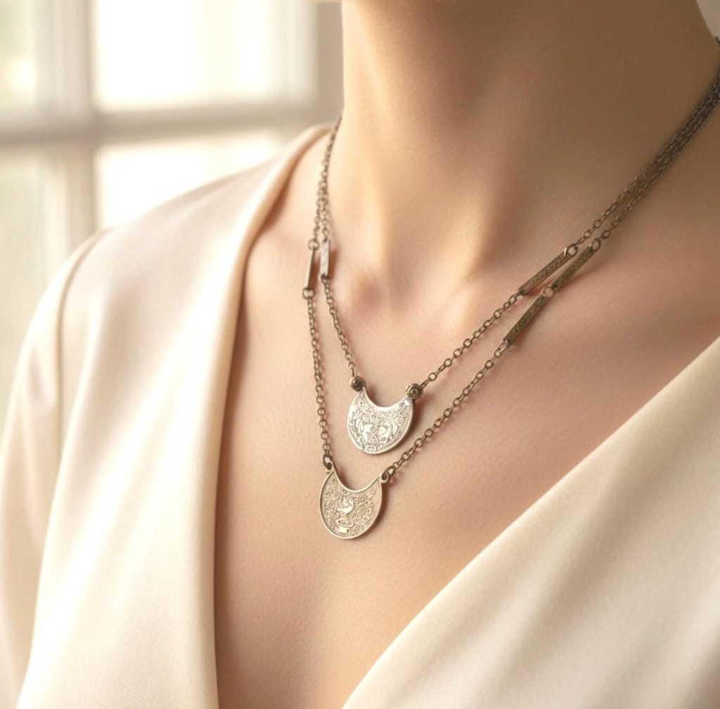 Double-Sided Memento Mori Victorian Necklace -  Sterling Silver Pendant - Unique Gothic Memorial Jewelry