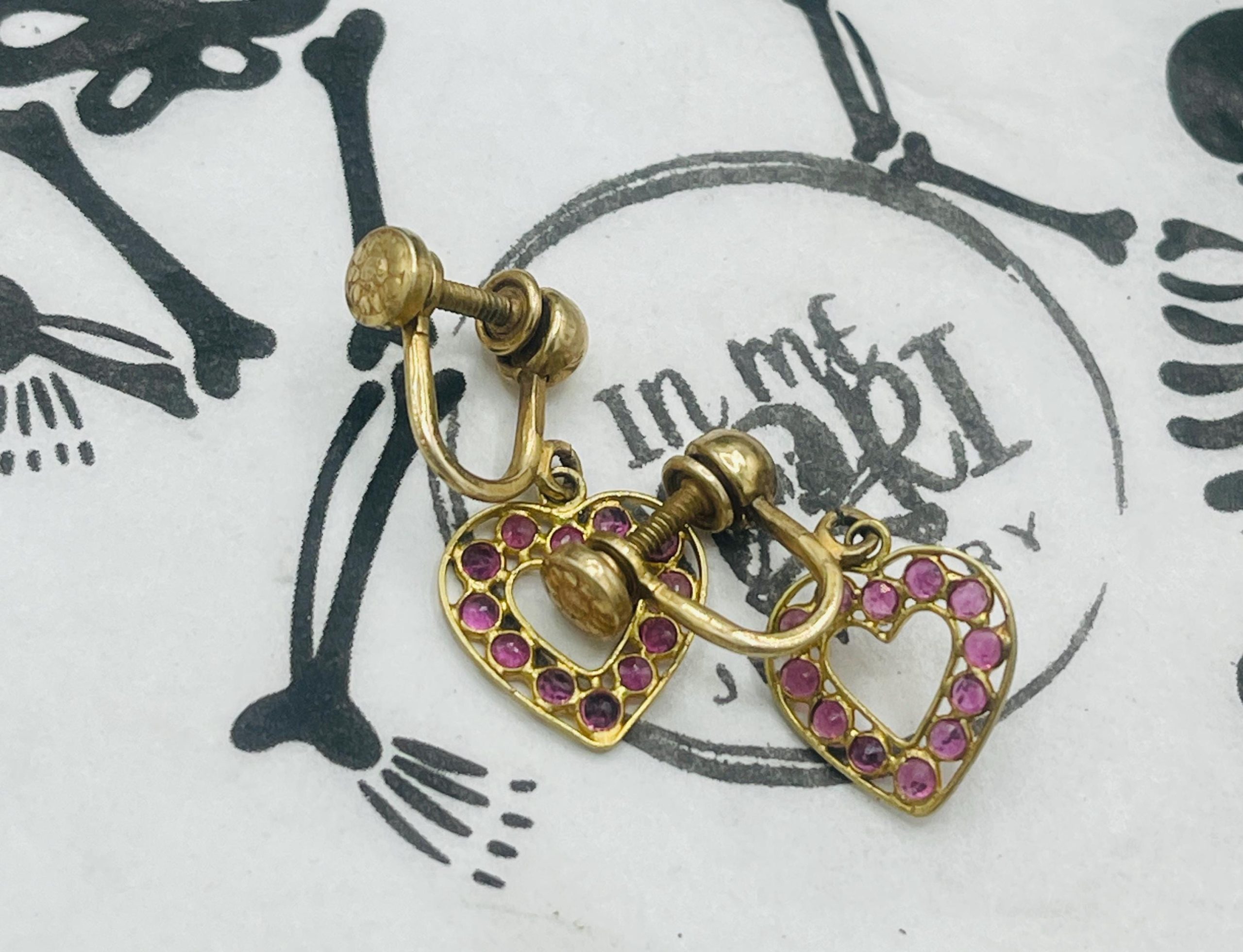 Ruby 14kt Yellow Gold heart Drop Earrings: Mothers Day Earrings for her - Image 4