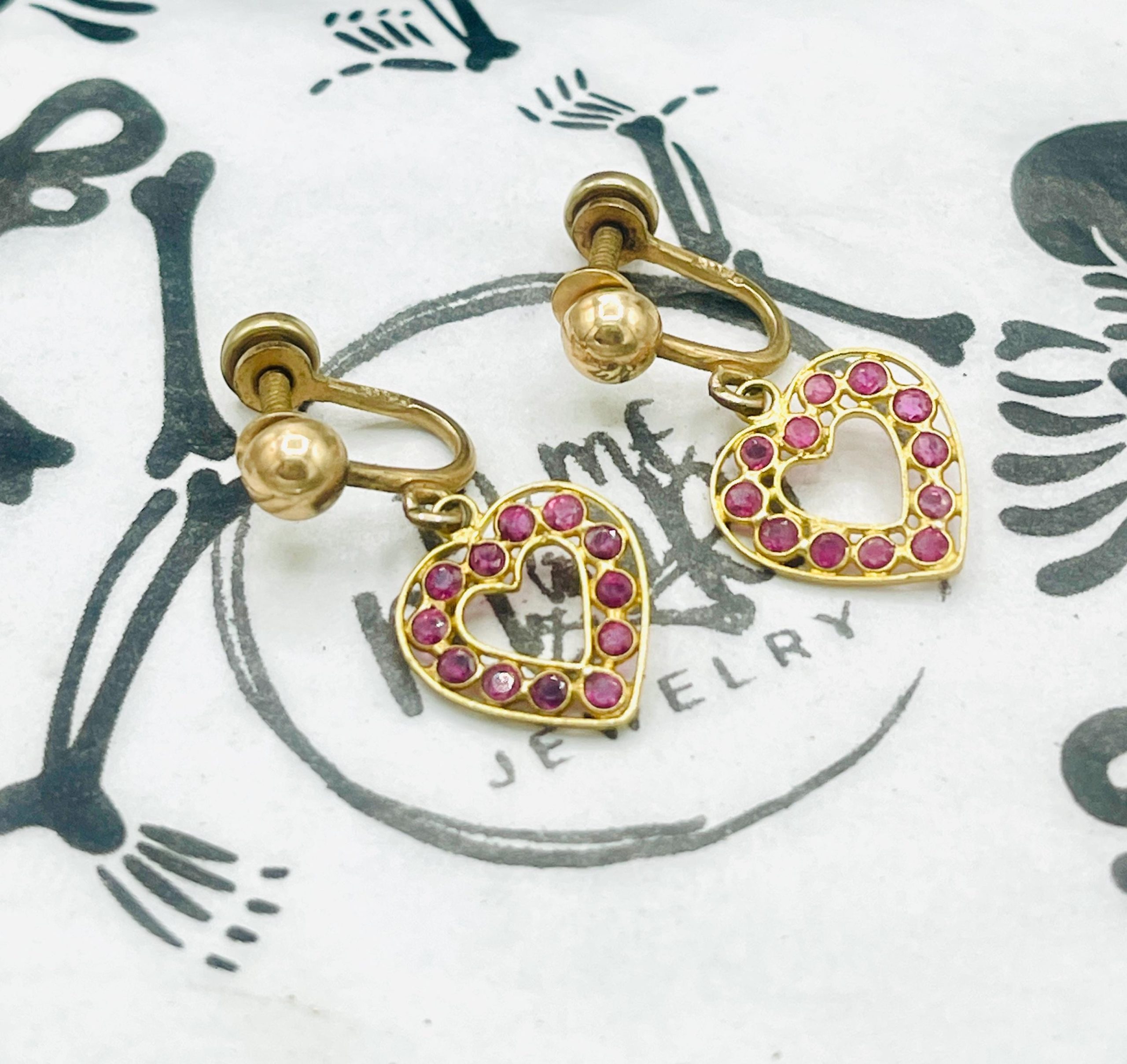 Ruby 14kt Yellow Gold heart Drop Earrings: Mothers Day Earrings for her - Image 5