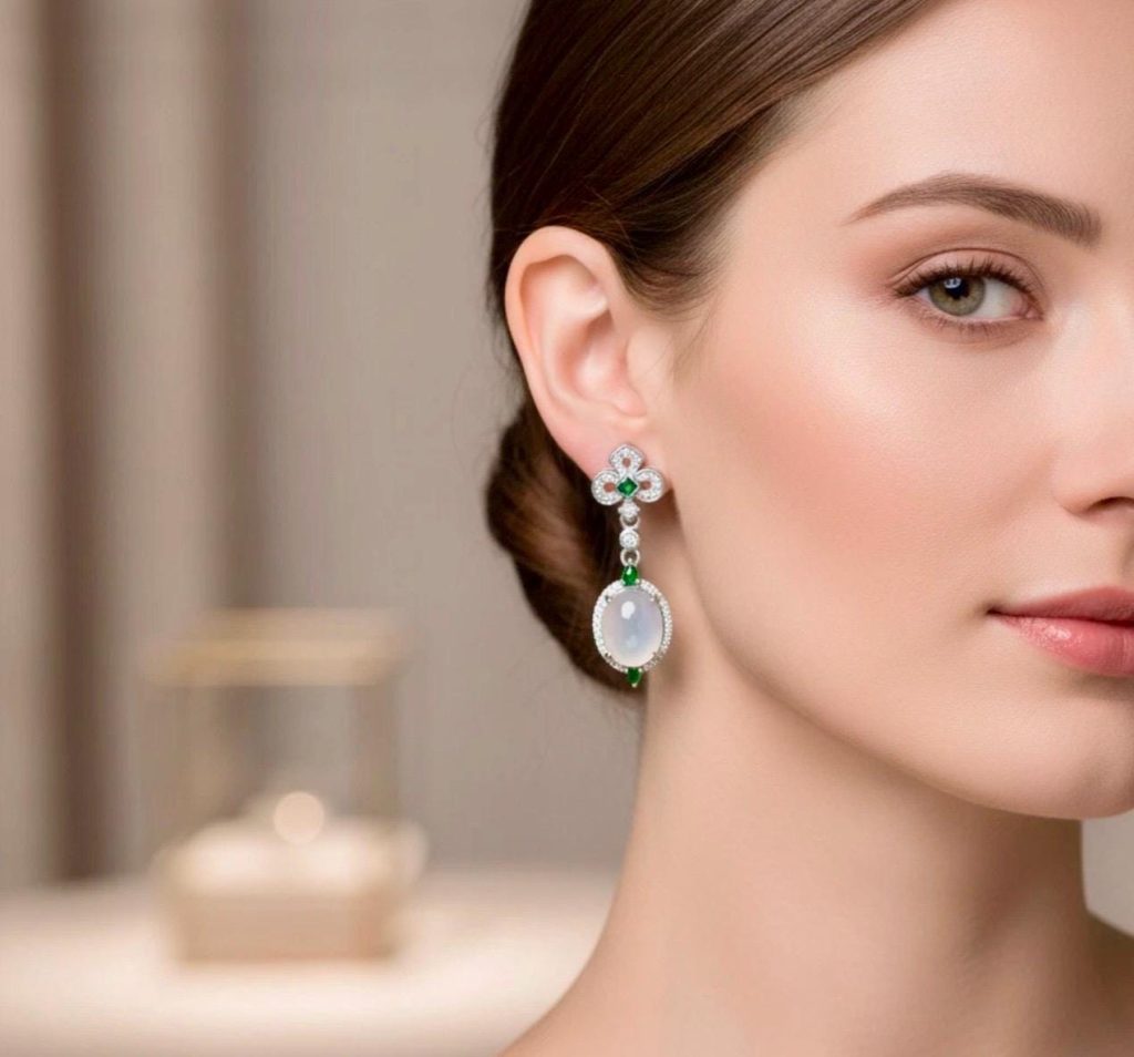 Victorian Icy Jade Drop Earrings: Belle Epoque Style