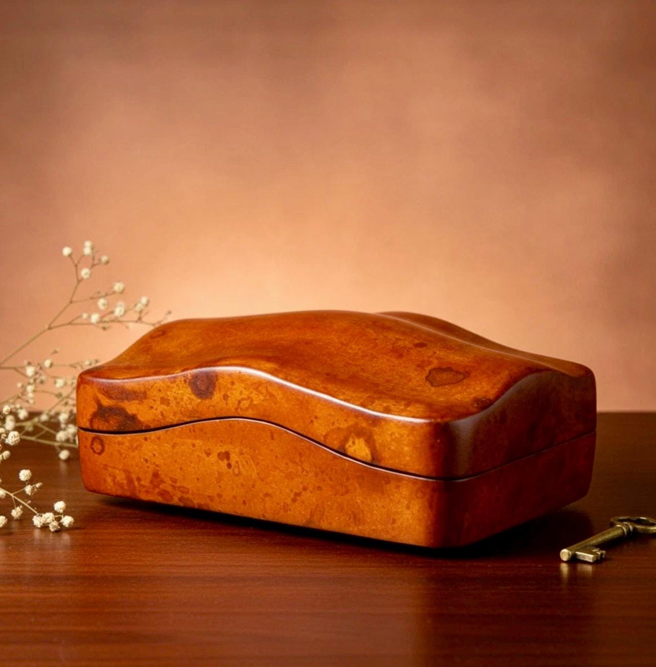 Antique Italian Leather Jewelry Box: Red Leather Keepsake, Old World Decor