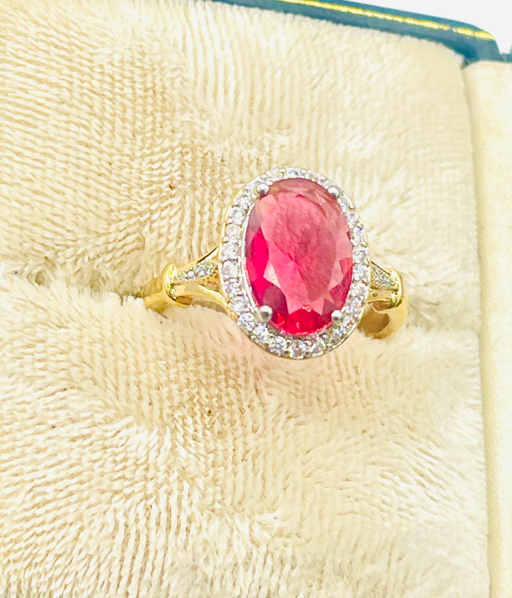 14k yellow gold vermeil Pink Tourmaline Ring - Size 7.5 - Image 5