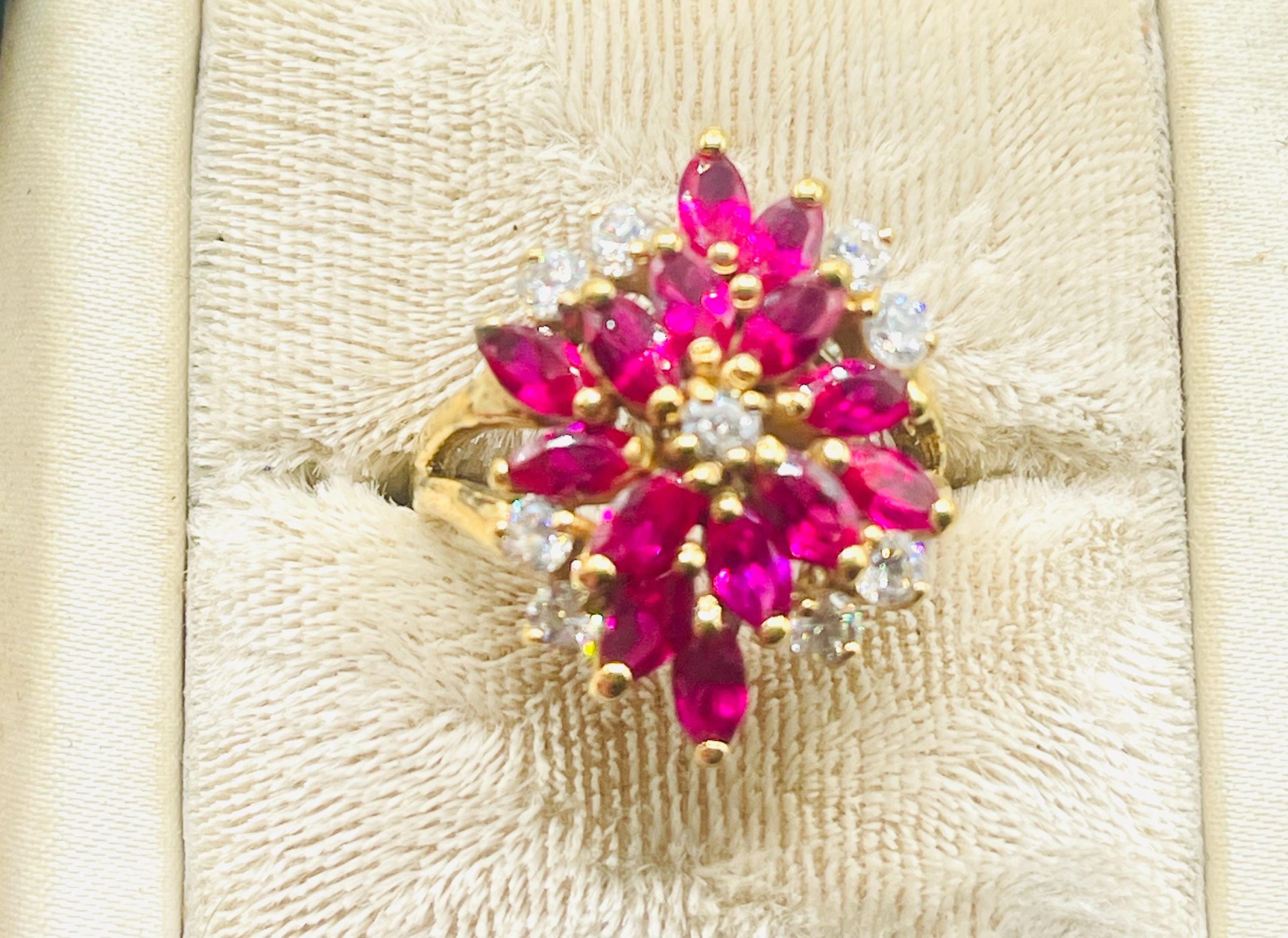 Pink Sapphire diamond yellow gold vermeil Ring: Anniversary Ring, Size 9.5 - Image 6