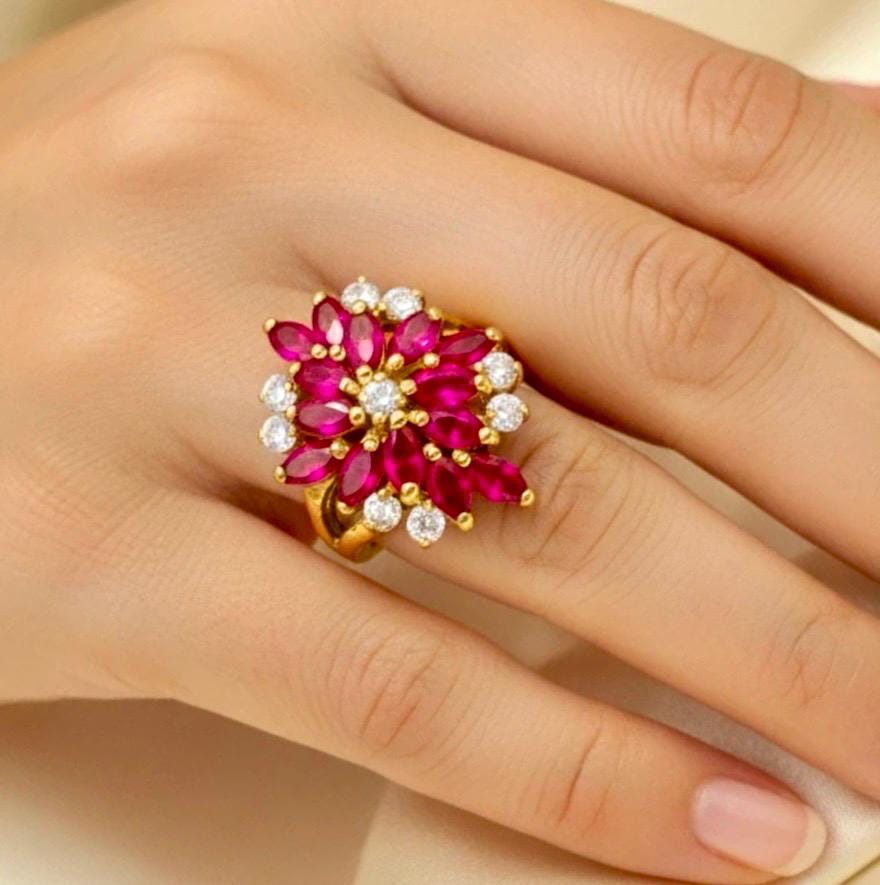 Pink Sapphire diamond yellow gold vermeil Ring: Anniversary Ring, Size 9.5 - Image 7