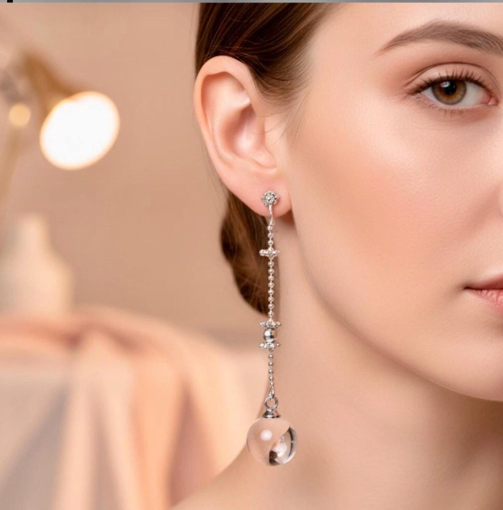 Victorian Pool of Light Earrings: Small Sterling Silver Quartz 12mm Sphere Drop Earrings