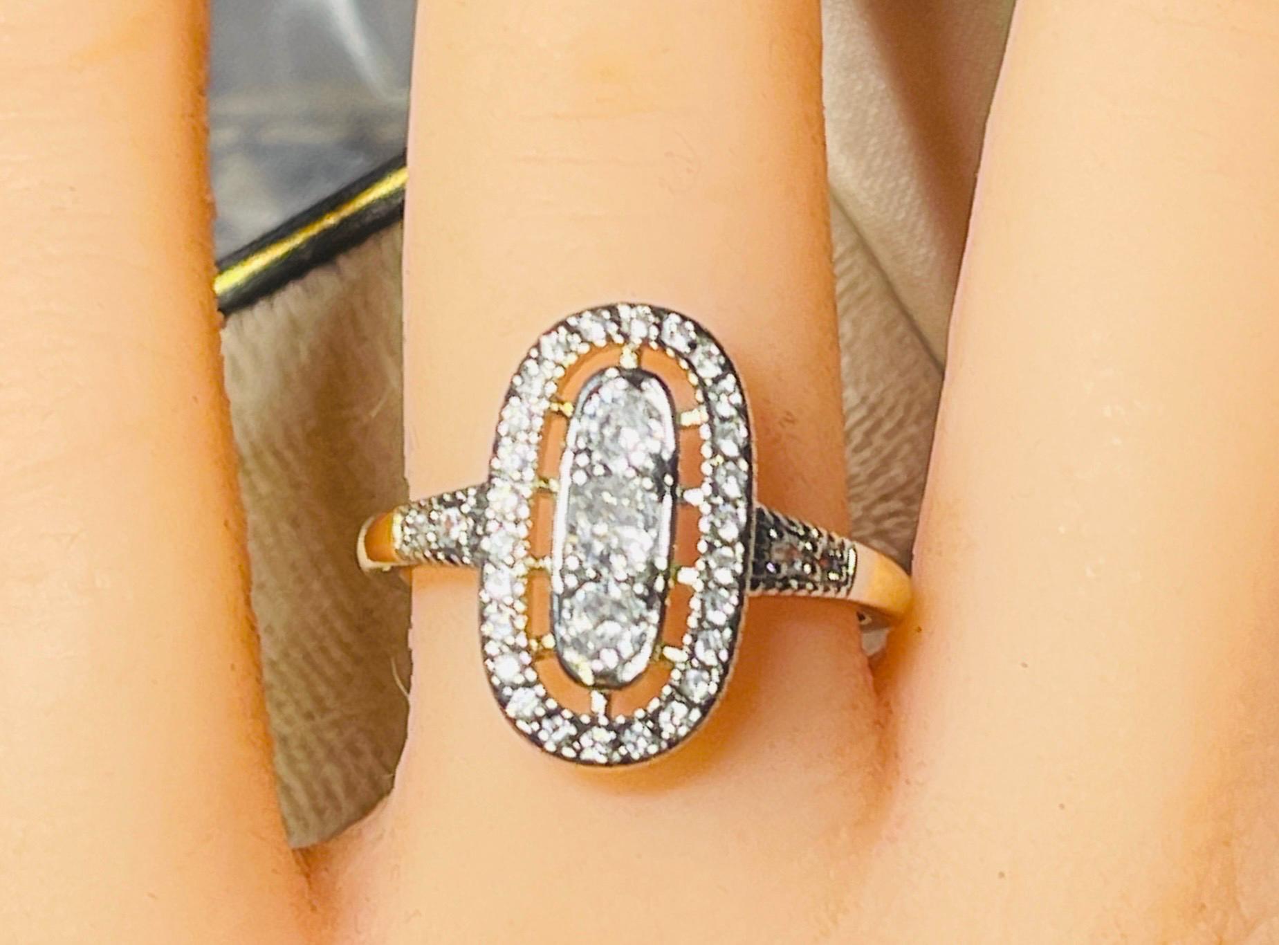 Antique Art Deco Style Ring: Edwardian 14kt yellow gold ring - Image 6