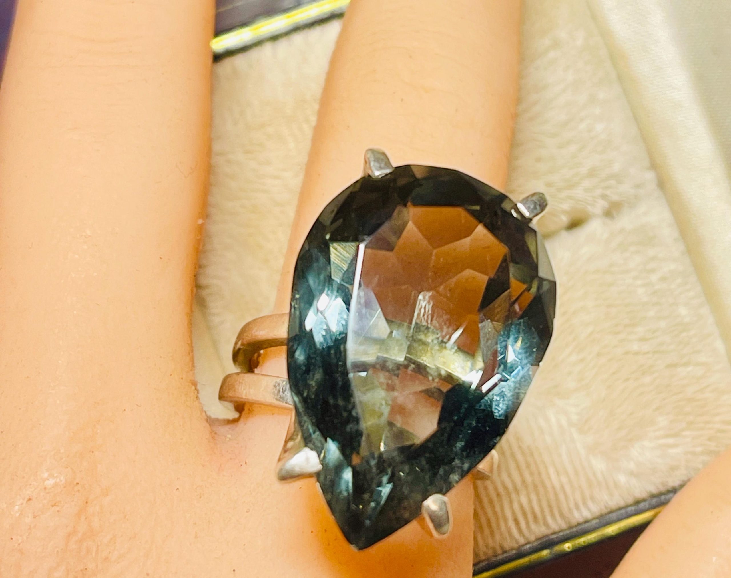 Smoky blue topaz ring: statement Sterling Silver ring, Size 9 - Image 6