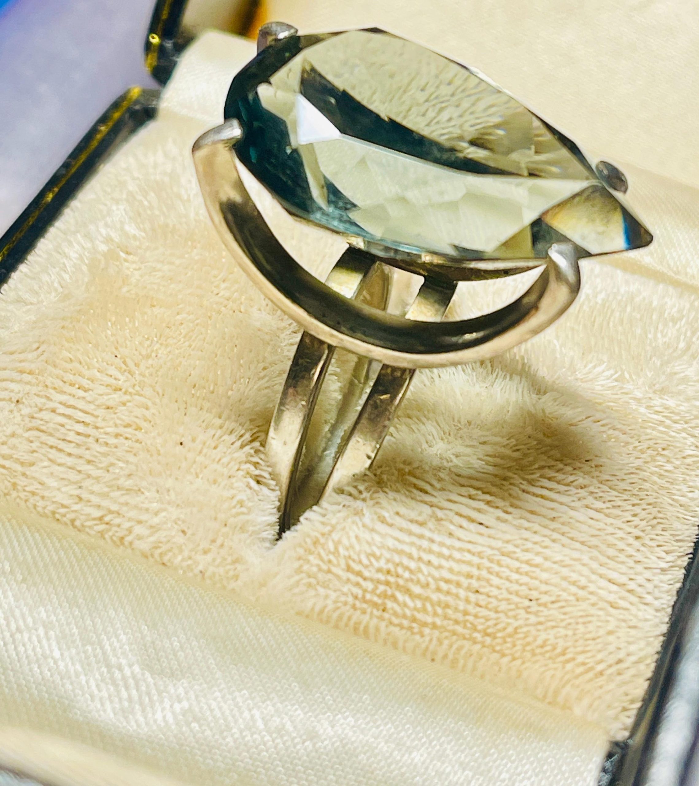 Smoky blue topaz ring: statement Sterling Silver ring, Size 9 - Image 10