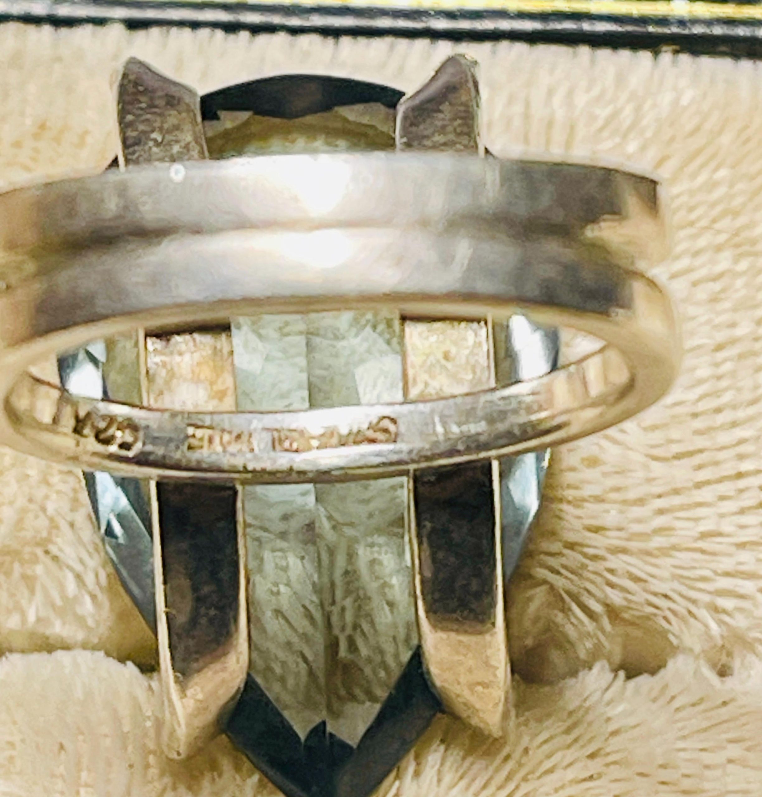 Smoky blue topaz ring: statement Sterling Silver ring, Size 9 - Image 7