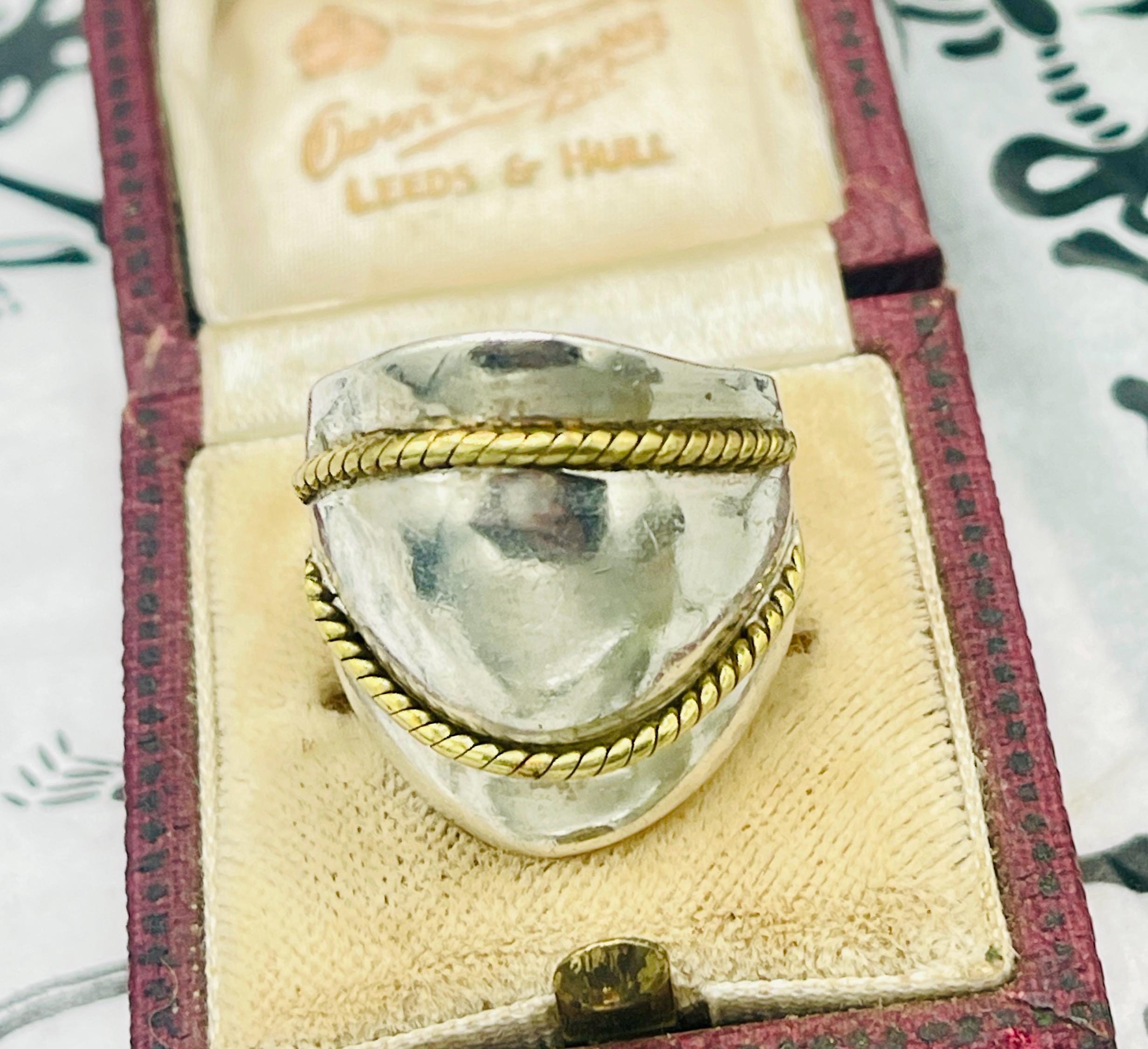 Sterling Silver and 18k yellow gold Dome Ring, Size 7 for her - Image 5