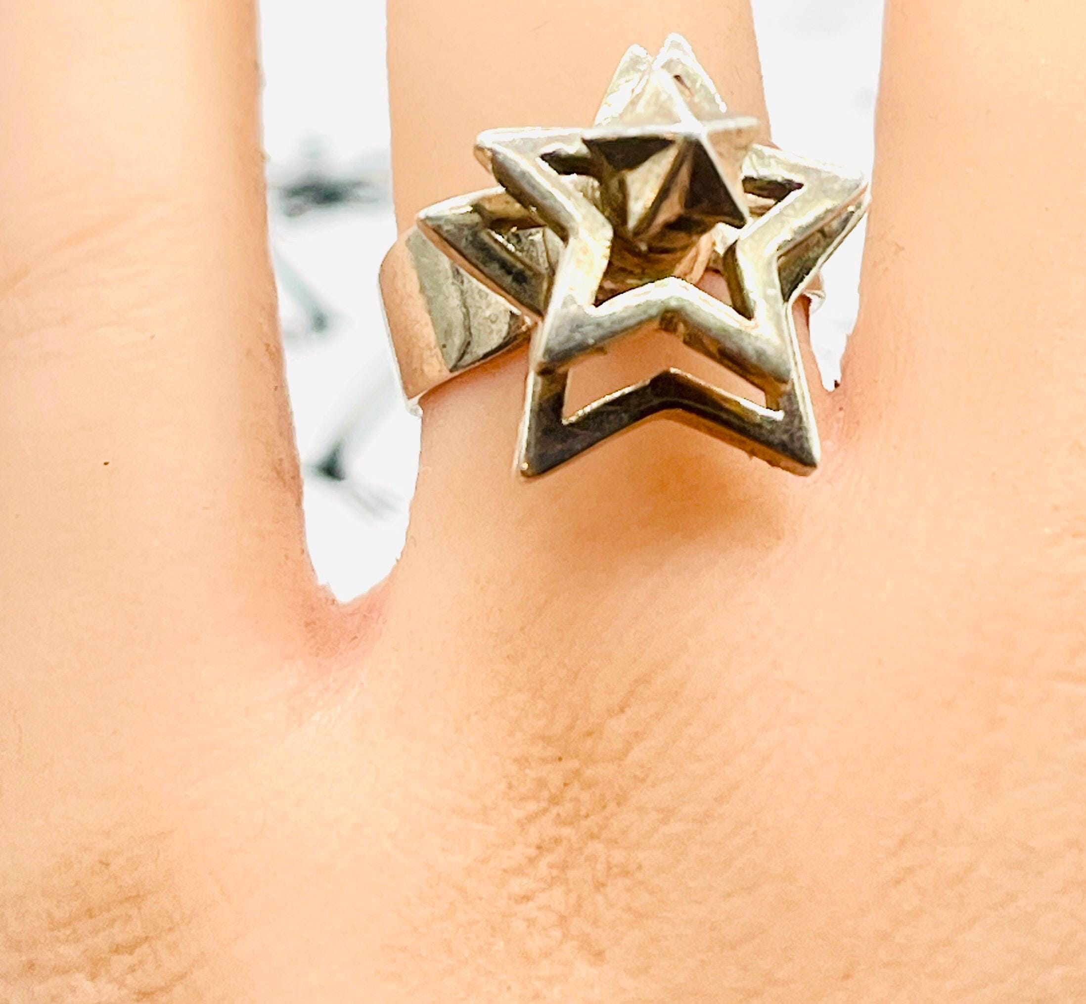 Unique spinning star Ring: Sterling Silver Band, Size 6 - Image 5