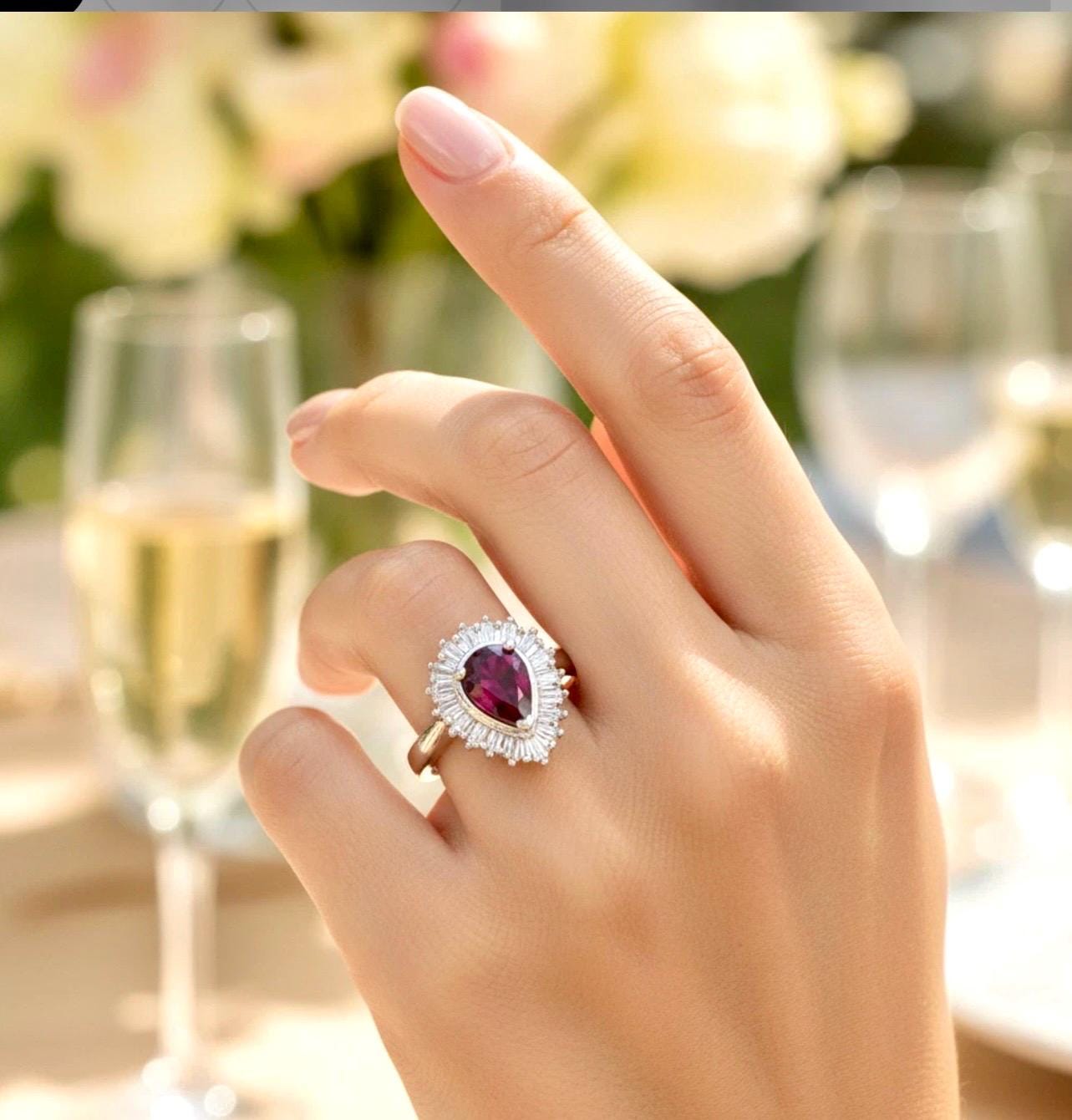Natural white Diamonds Pink Sapphire Ring: Anniversary Ring, Size 7