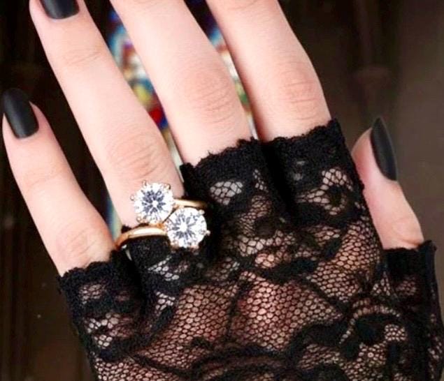 Vintage Toi et Moi Bypass Ring: 14k Yellow Gold Vermeil, Two Carat Cubic Zirconia - Image 3