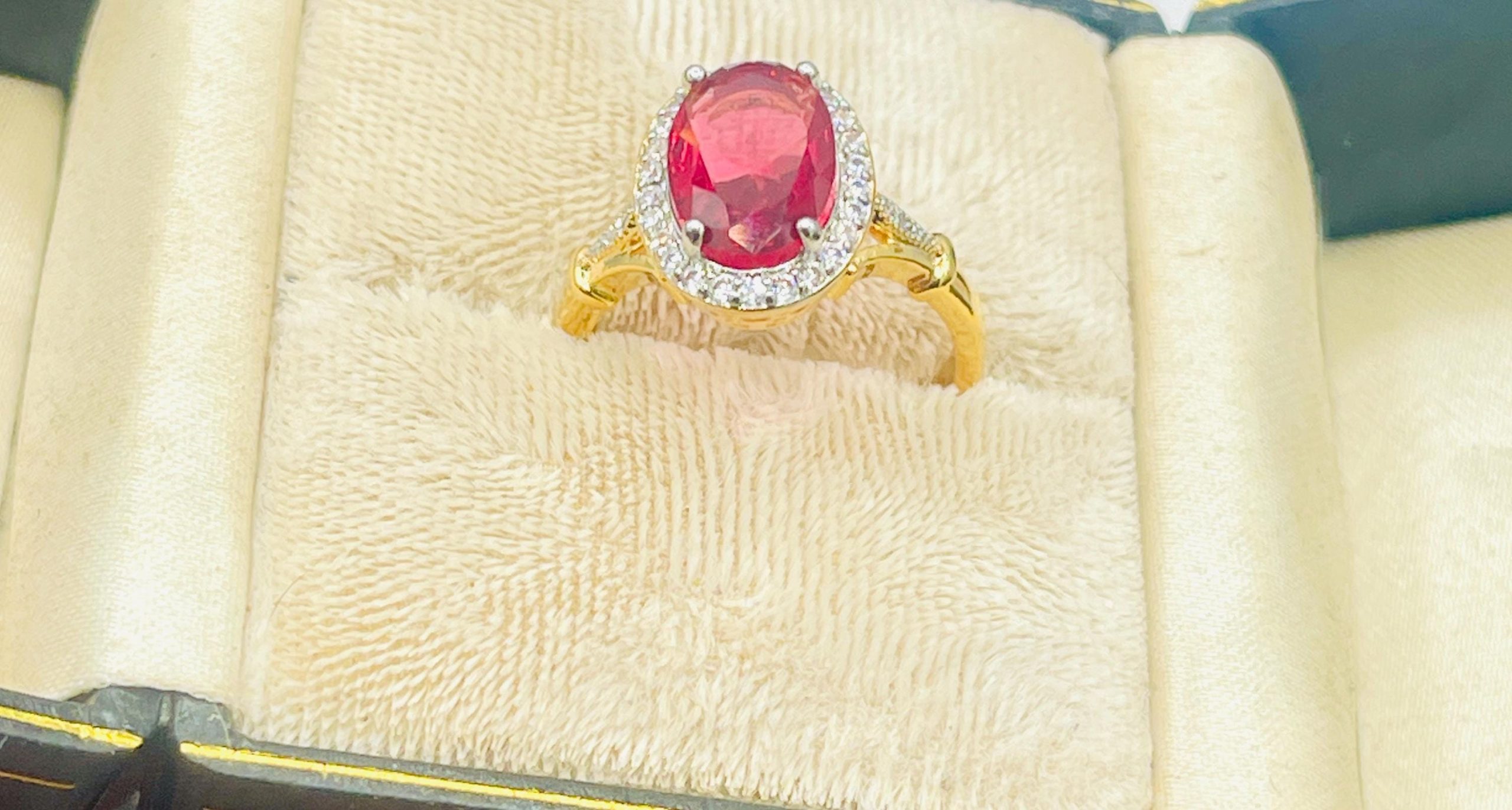 14k yellow gold vermeil Pink Tourmaline Ring - Size 7.5 - Image 9