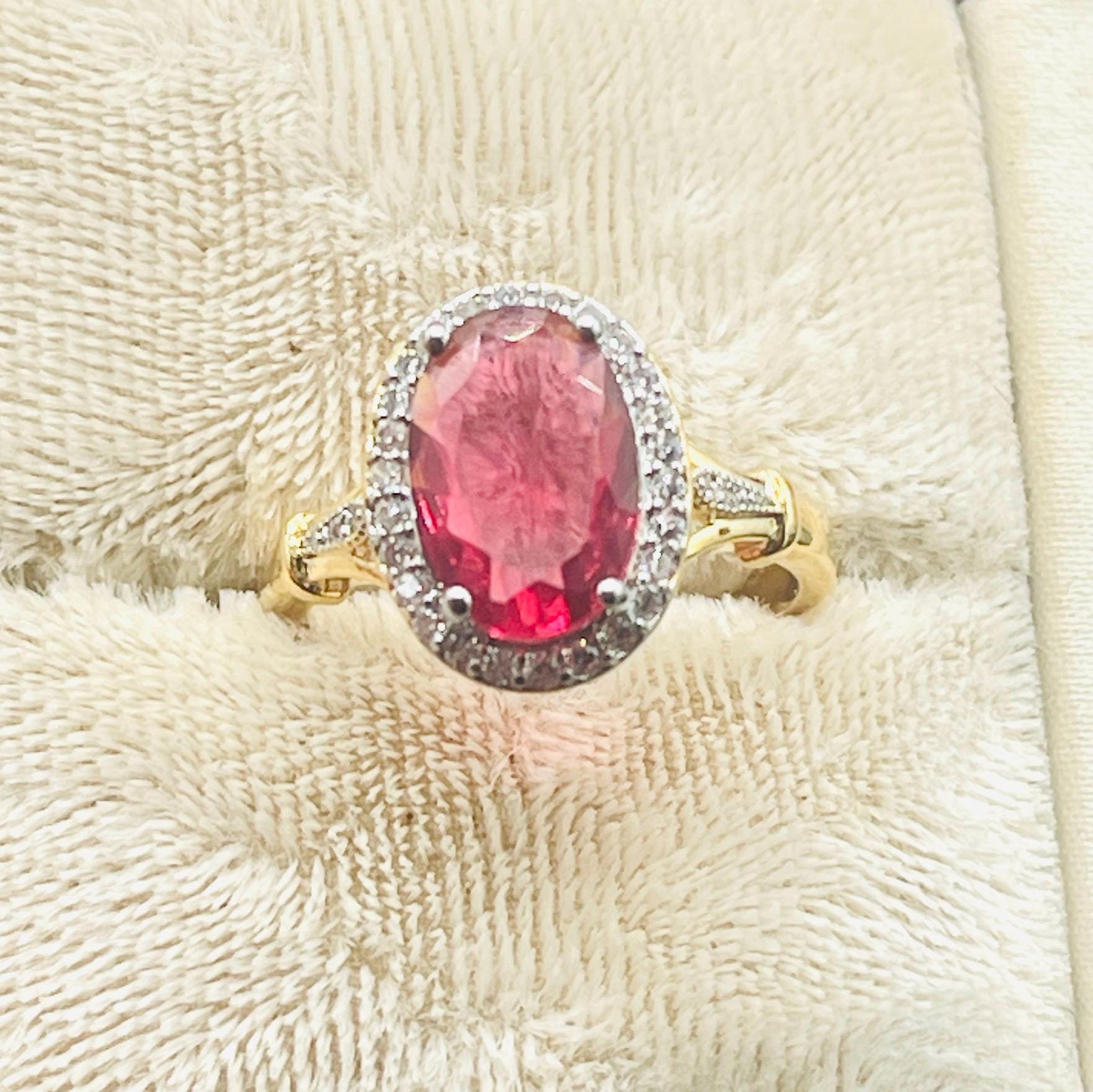 14k yellow gold vermeil Pink Tourmaline Ring - Size 7.5 - Image 6