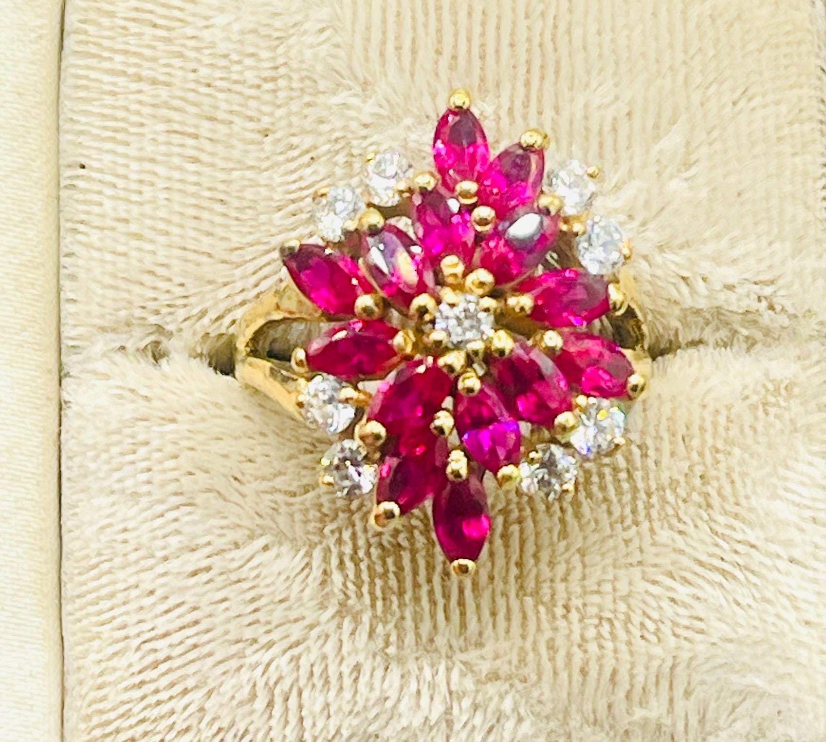 Pink Sapphire diamond yellow gold vermeil Ring: Anniversary Ring, Size 9.5 - Image 3