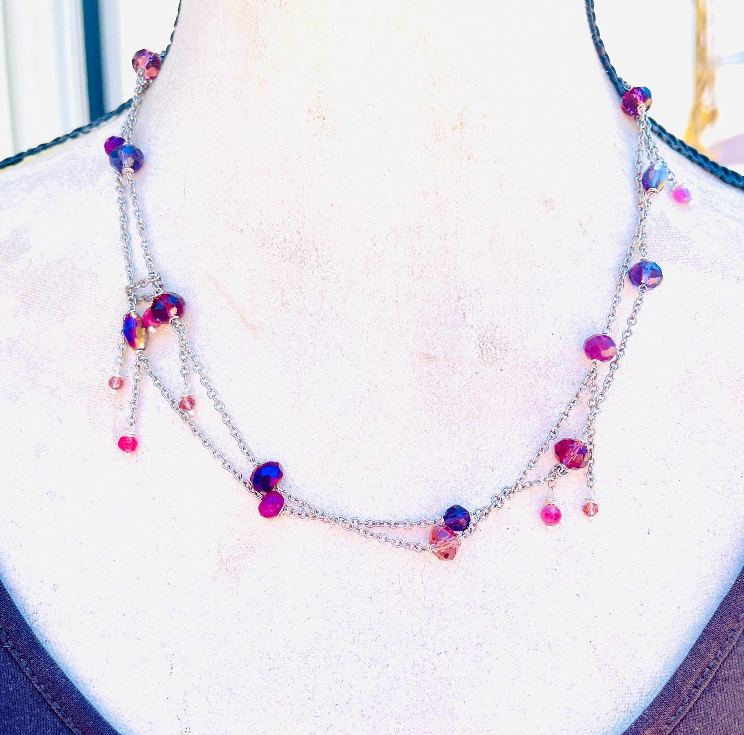 Handmade Sterling Silver long Amethyst Bead Necklace, or gold vermeil gemstone necklace - Image 9