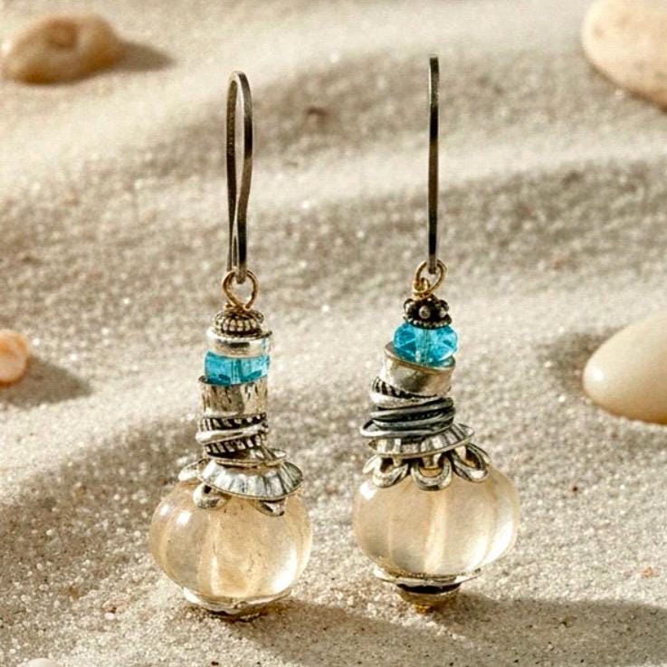 Citrine Quartz silver Drop Earrings, topaz and sterling earrings