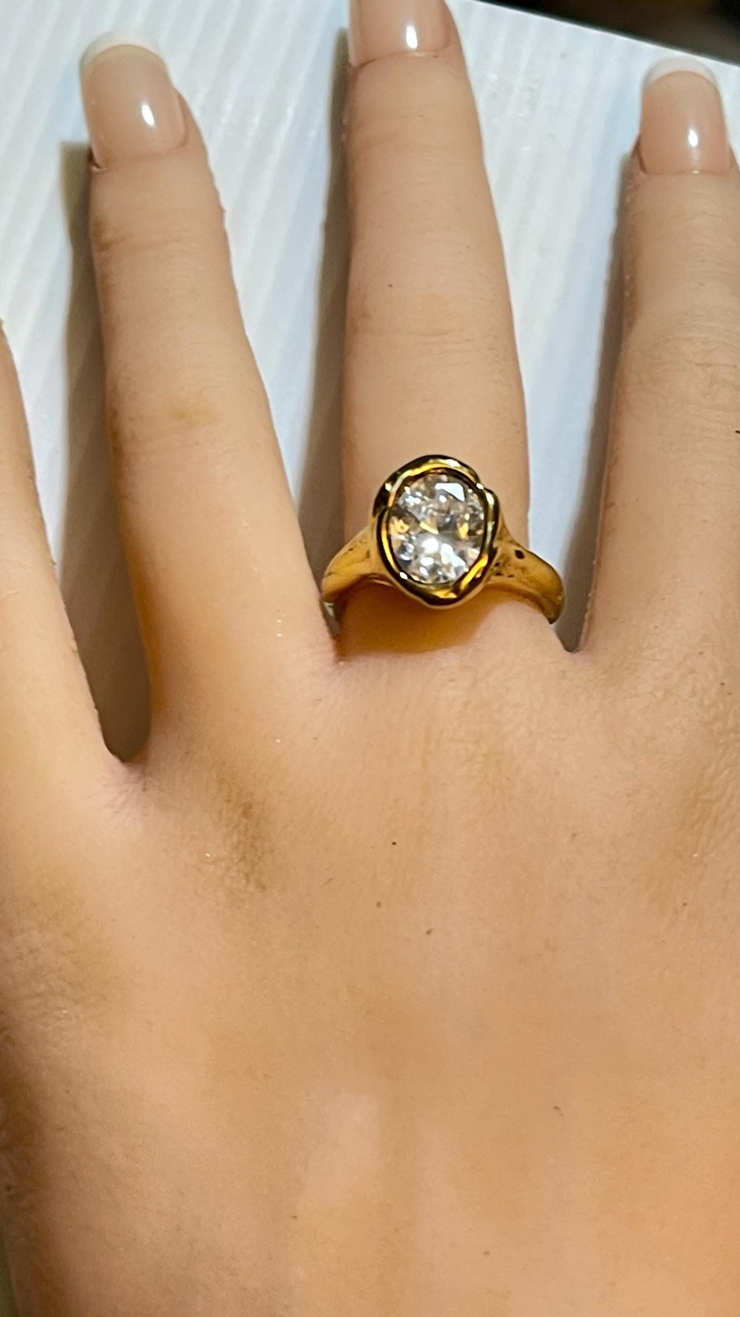 Quartz 18k Gold Lava Ring: Organic Large crystal lava yellow or white gold ring - Image 8