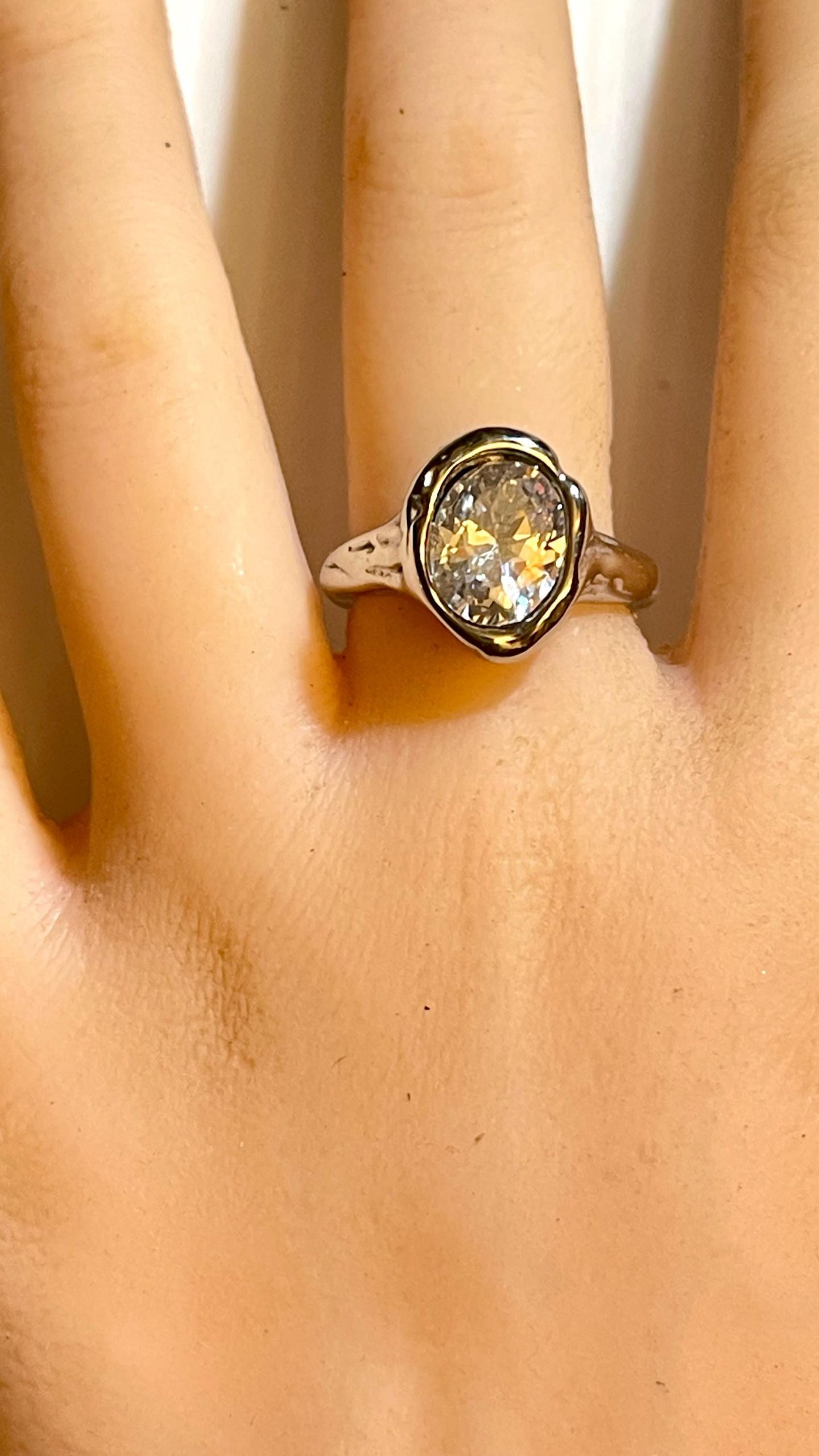 Quartz 18k Gold Lava Ring: Organic Large crystal lava yellow or white gold ring - Image 9