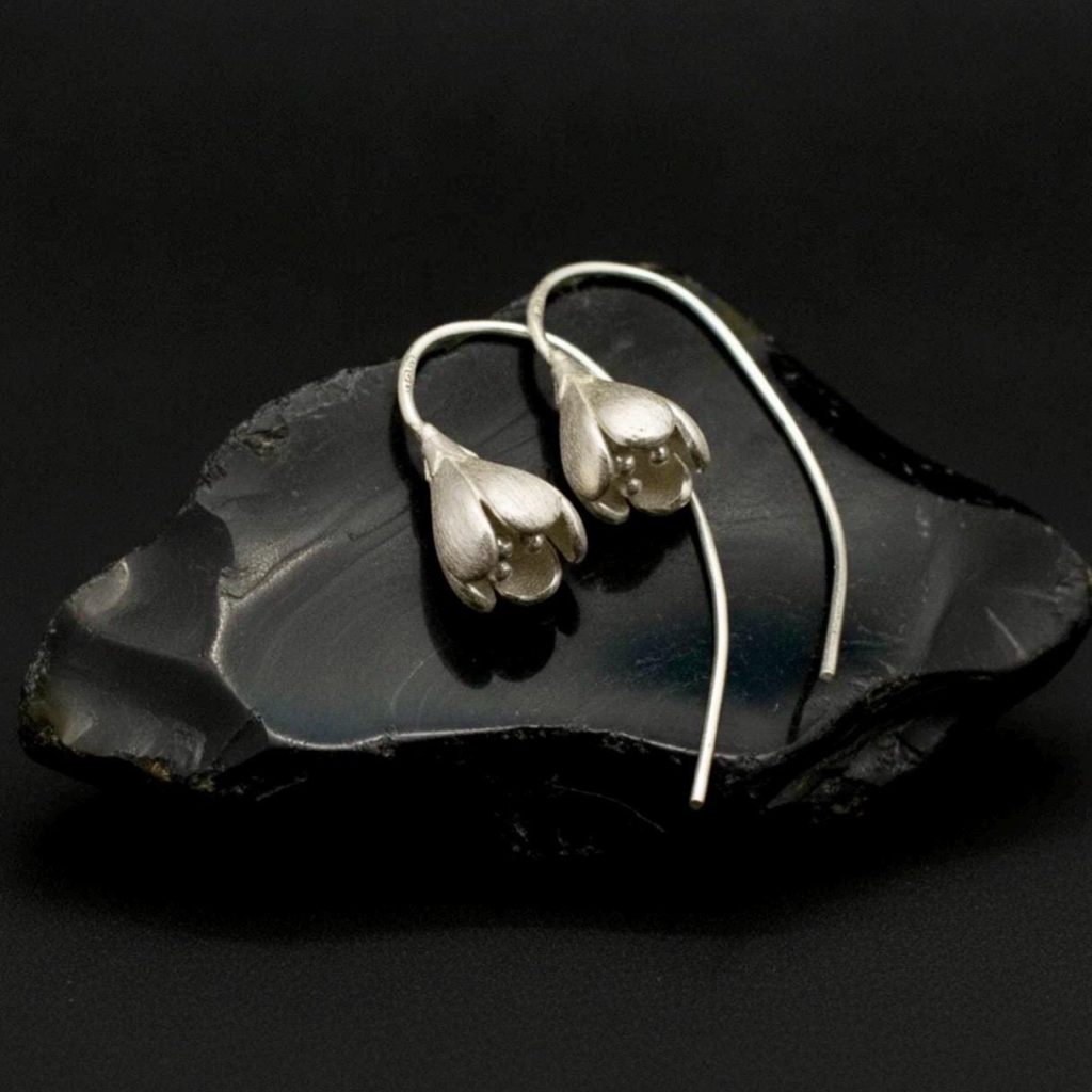 Sterling Silver Handmade Flower Drop Earrings: Everyday Earrings