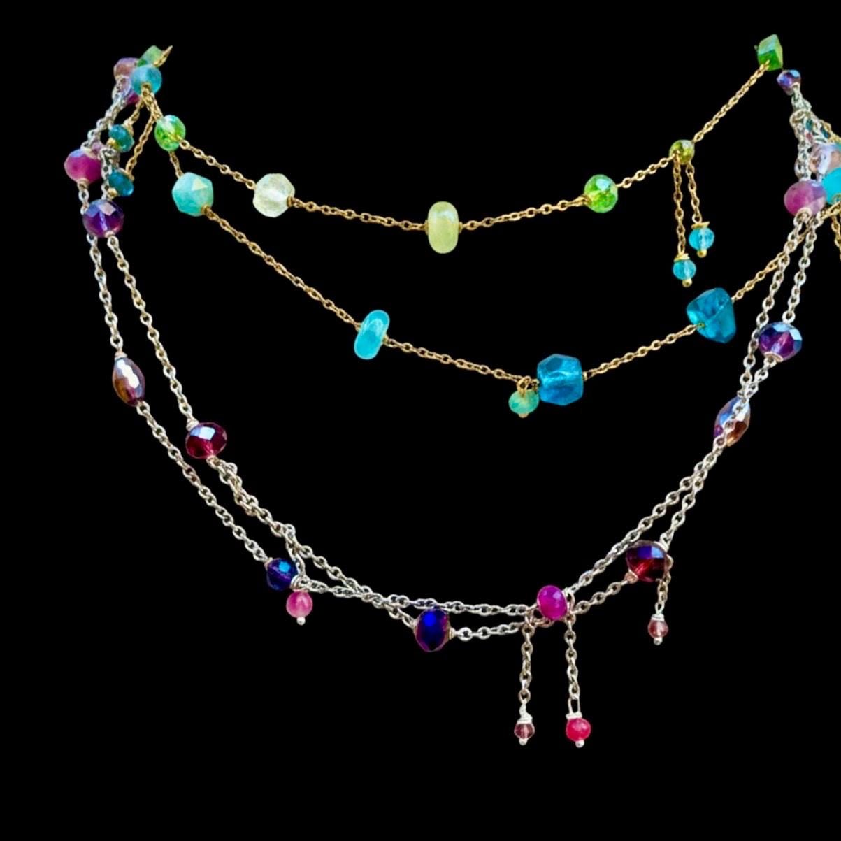 Handmade Sterling Silver long Amethyst Bead Necklace, or gold vermeil gemstone necklace - Image 2