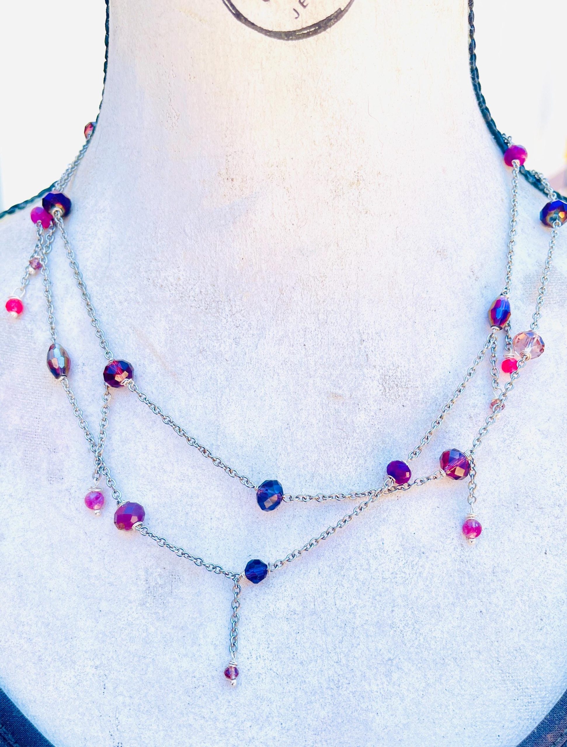 Handmade Sterling Silver long Amethyst Bead Necklace, or gold vermeil gemstone necklace - Image 8