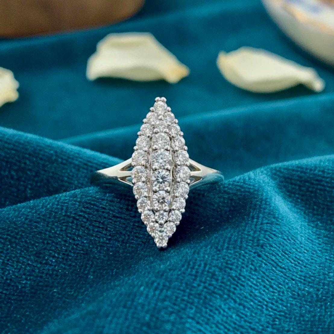 Vintage Gold or Silver Navette Ring - Image 9