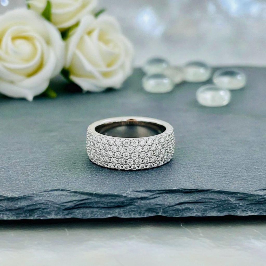 Vintage Diamond wedding Ring: White Gold, 1.65 carats, Size 5