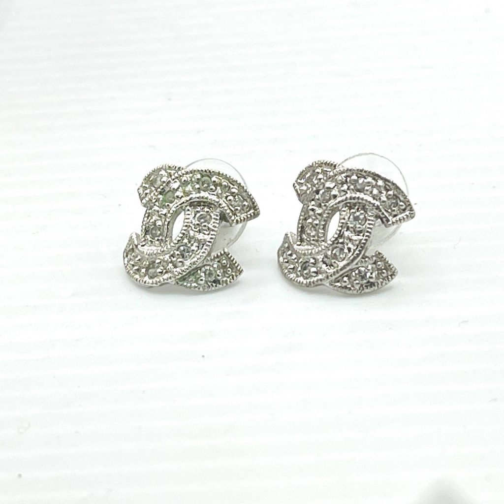 Vintage Chanel CC Diamond rare earrings- highly collectible CC small studs- Lori matching earrings