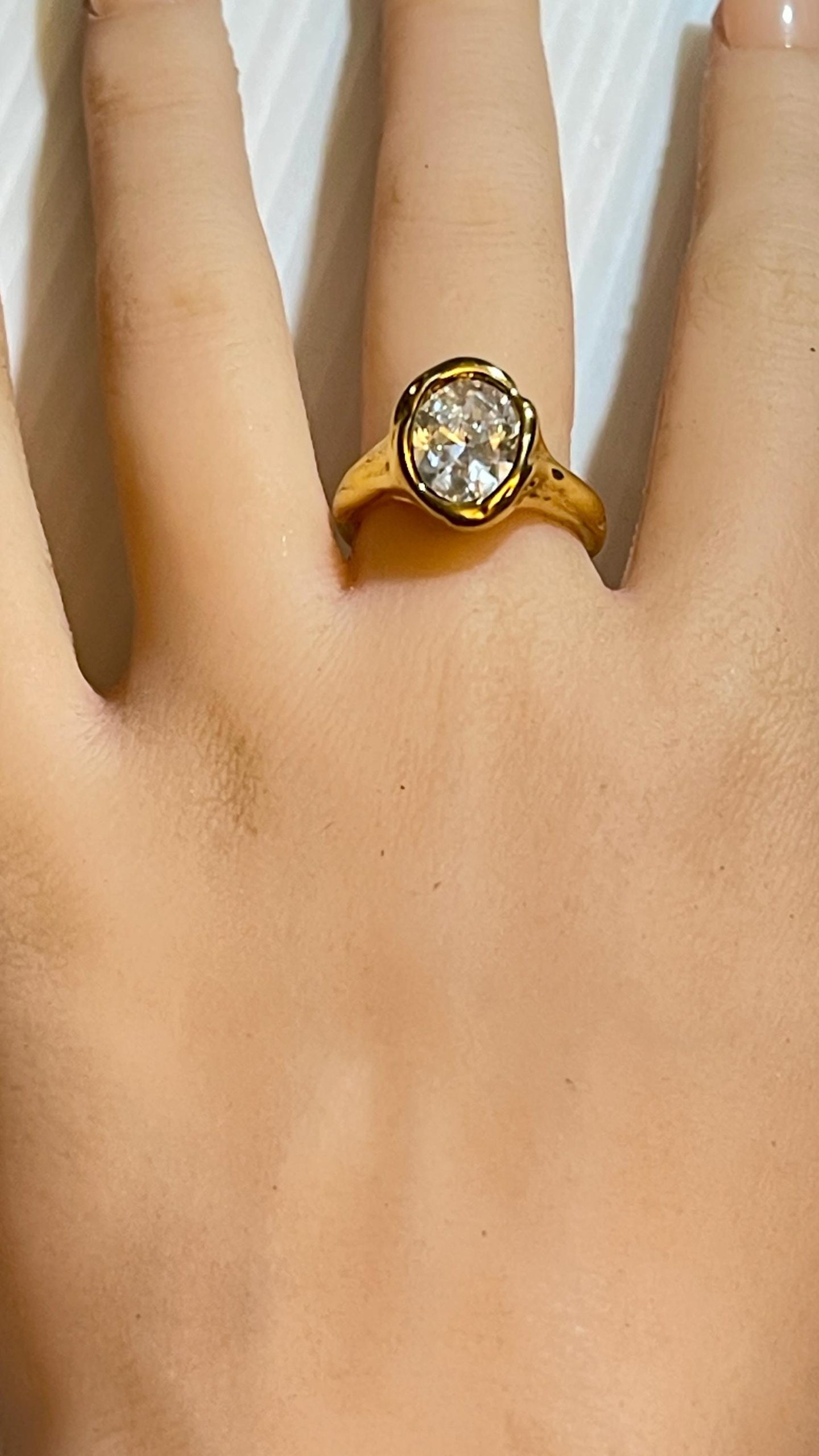 Quartz 18k Gold Lava Ring: Organic Large crystal lava yellow or white gold ring - Image 7