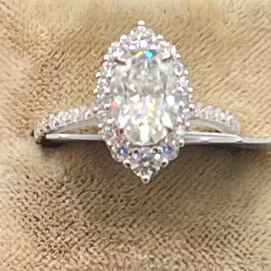 Vintage Engagement Ring size 8- Rhodium Real Moissanite Ring - Image 2