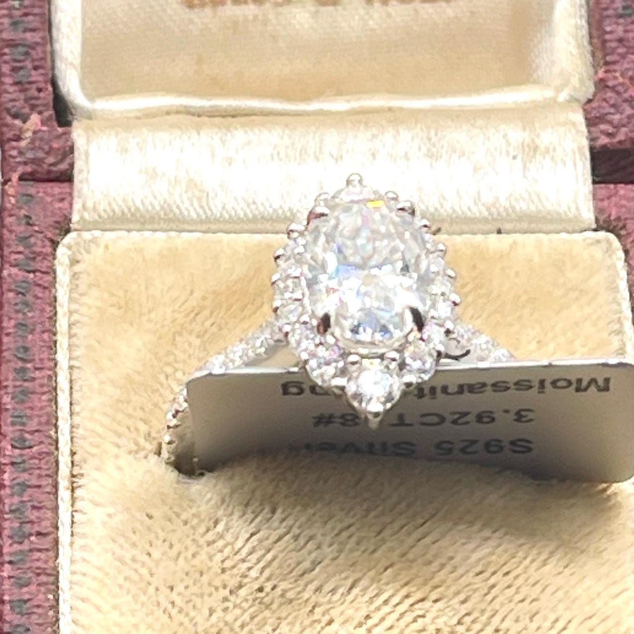 Vintage Engagement Ring size 8- Rhodium Real Moissanite Ring - Image 3