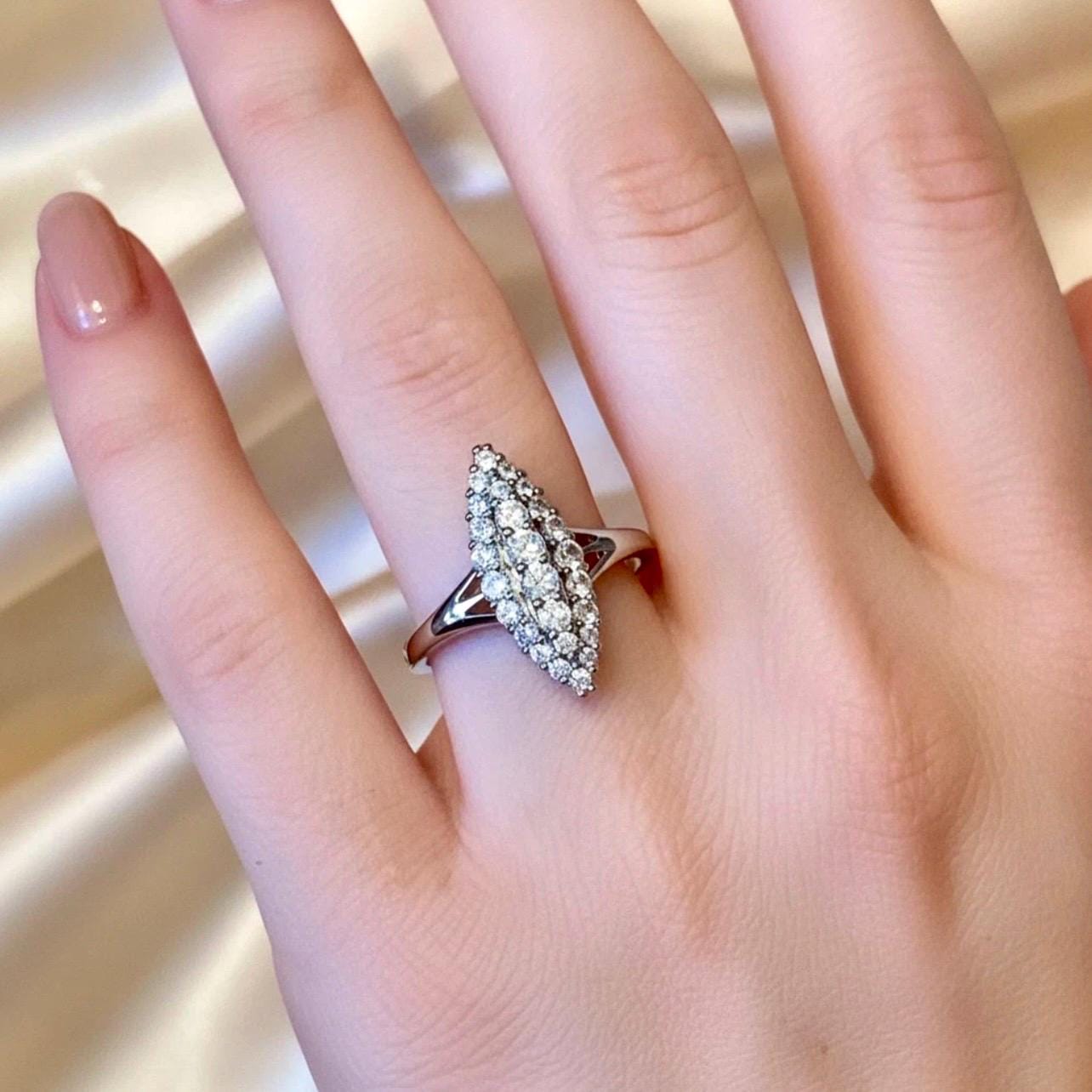 Vintage Gold or Silver Navette Ring - Image 8
