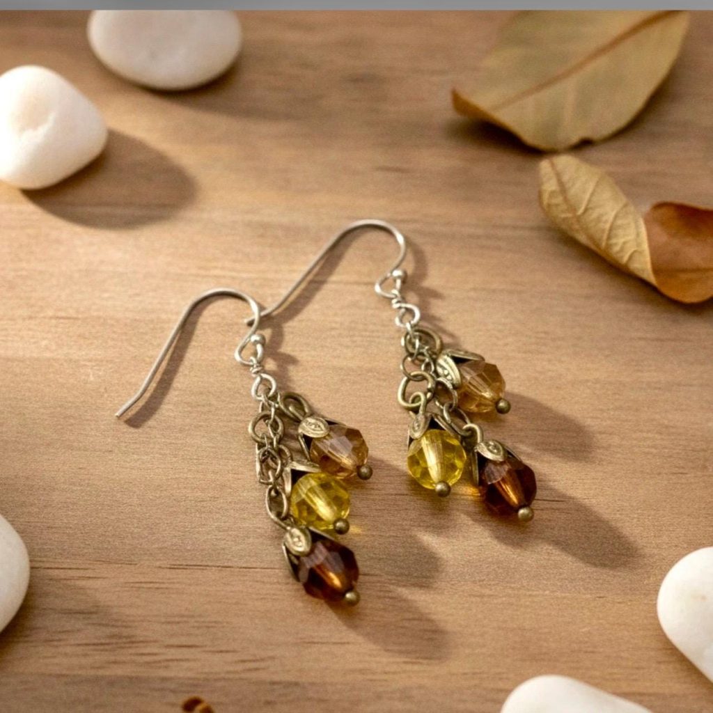 Citrine Quartz smoky quartz bronze Drop Earrings, topaz earrings