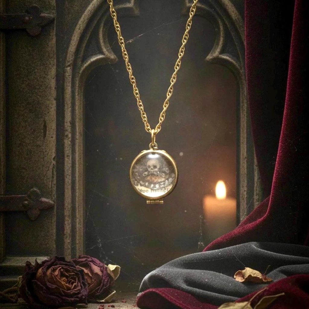 Pool of Light Locket Necklace: Yellow Gold Vintage Locket Sphere Memorial Pendant
